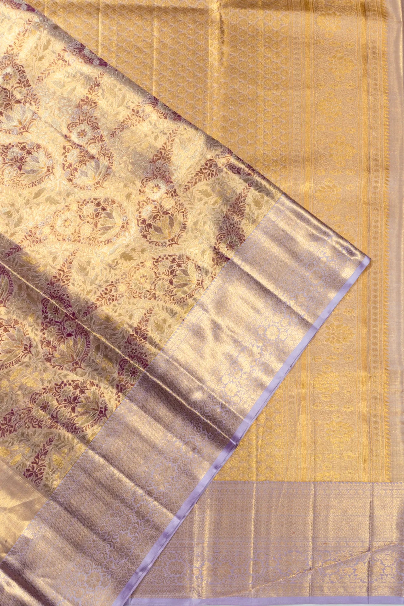 Kanchipuram Silk Tissue Brocade Gold Saree