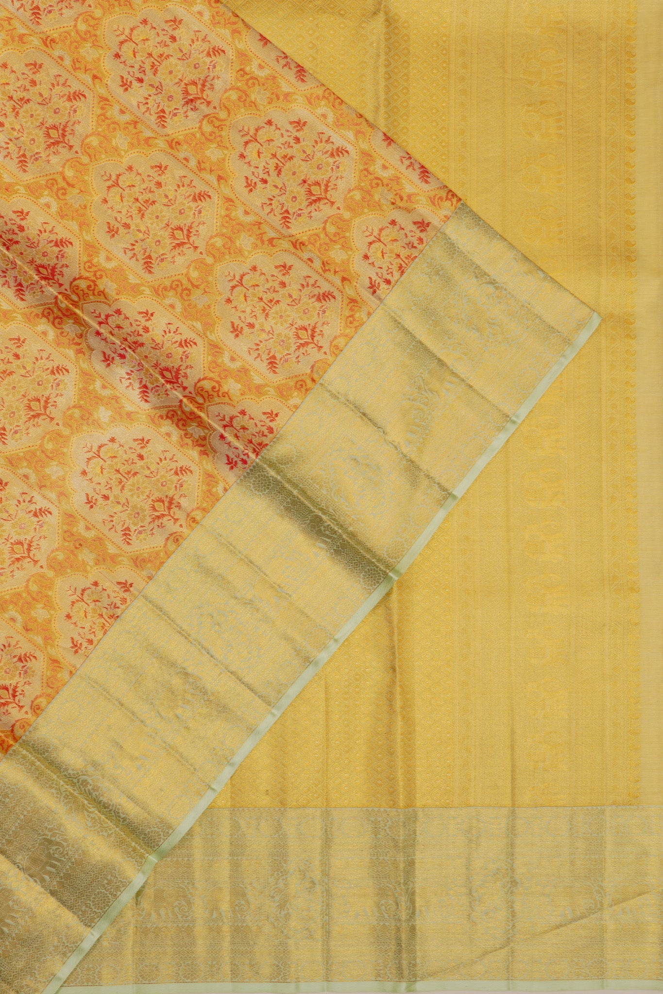 Kanchipuram Silk Tissue Brocade Gold Saree