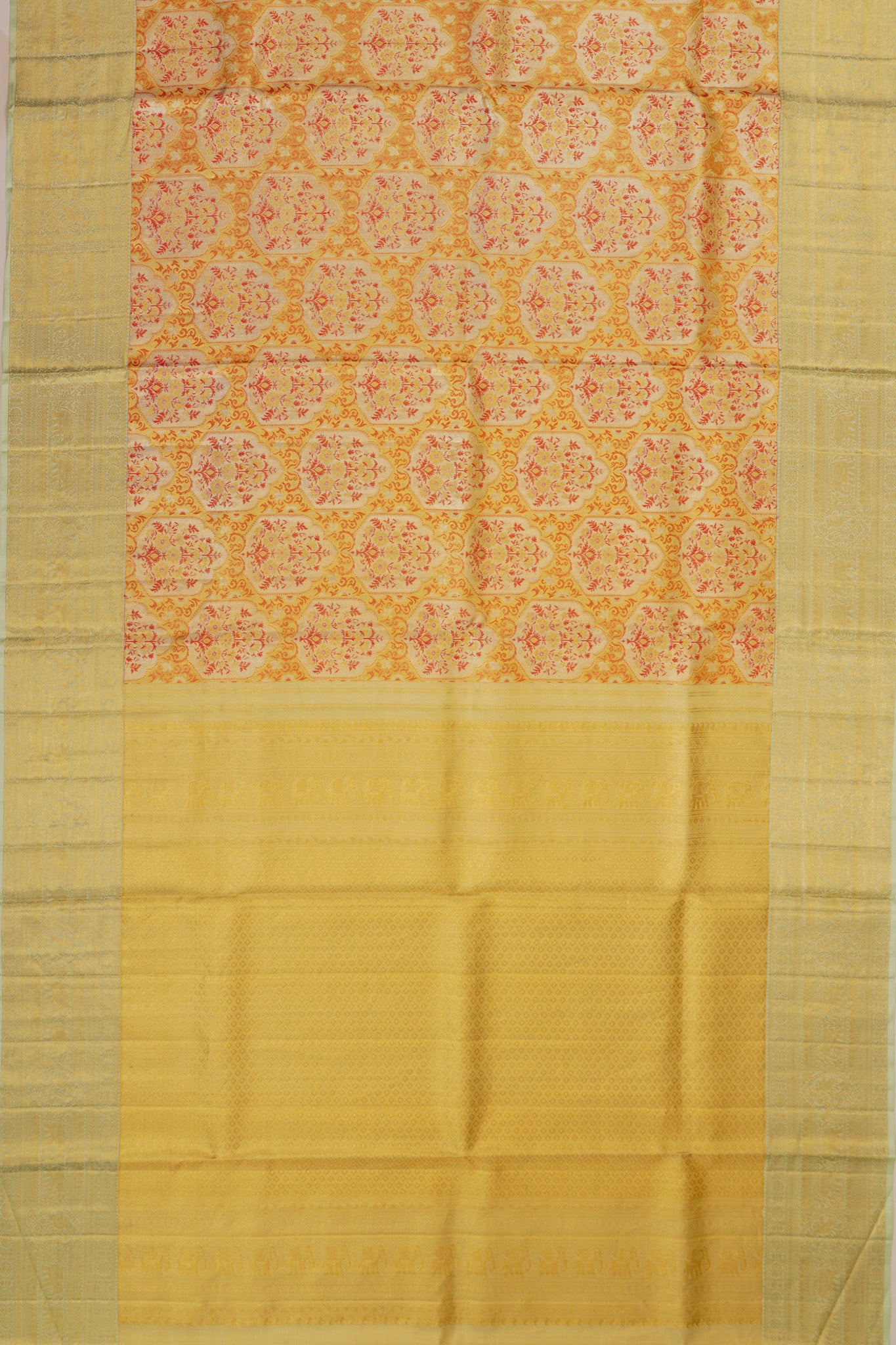 Kanchipuram Silk Tissue Brocade Gold Saree