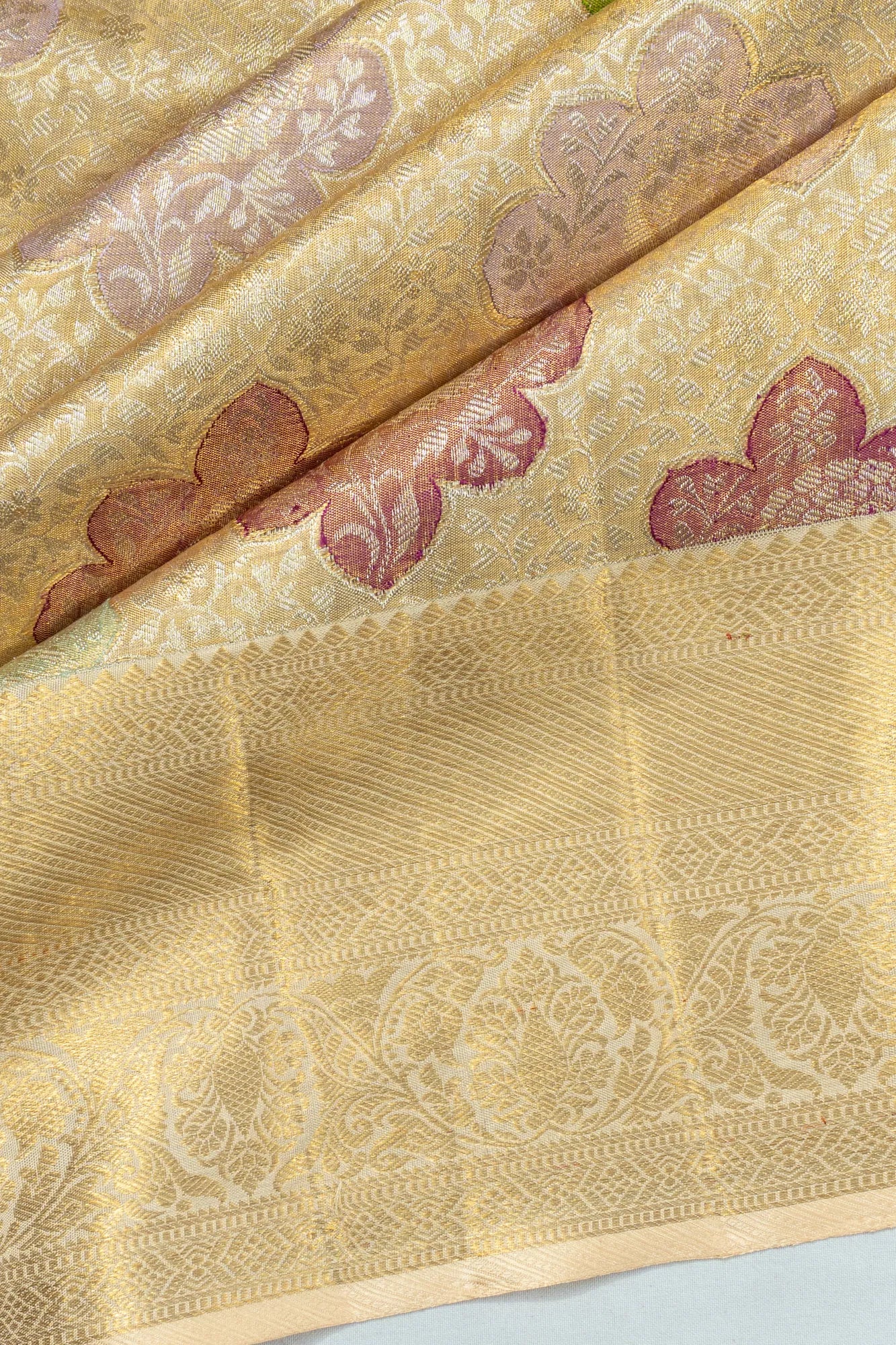 Kanchipuram Silk Tissue Brocade Gold Saree