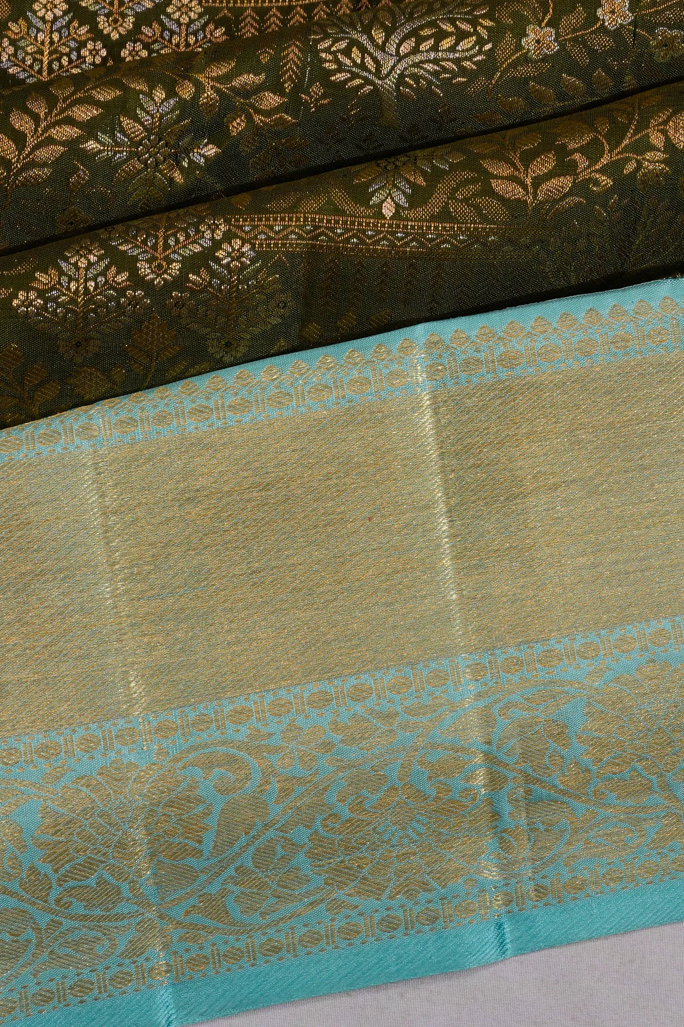 Kanchipuram Silk Brocade Mehendi Green Saree