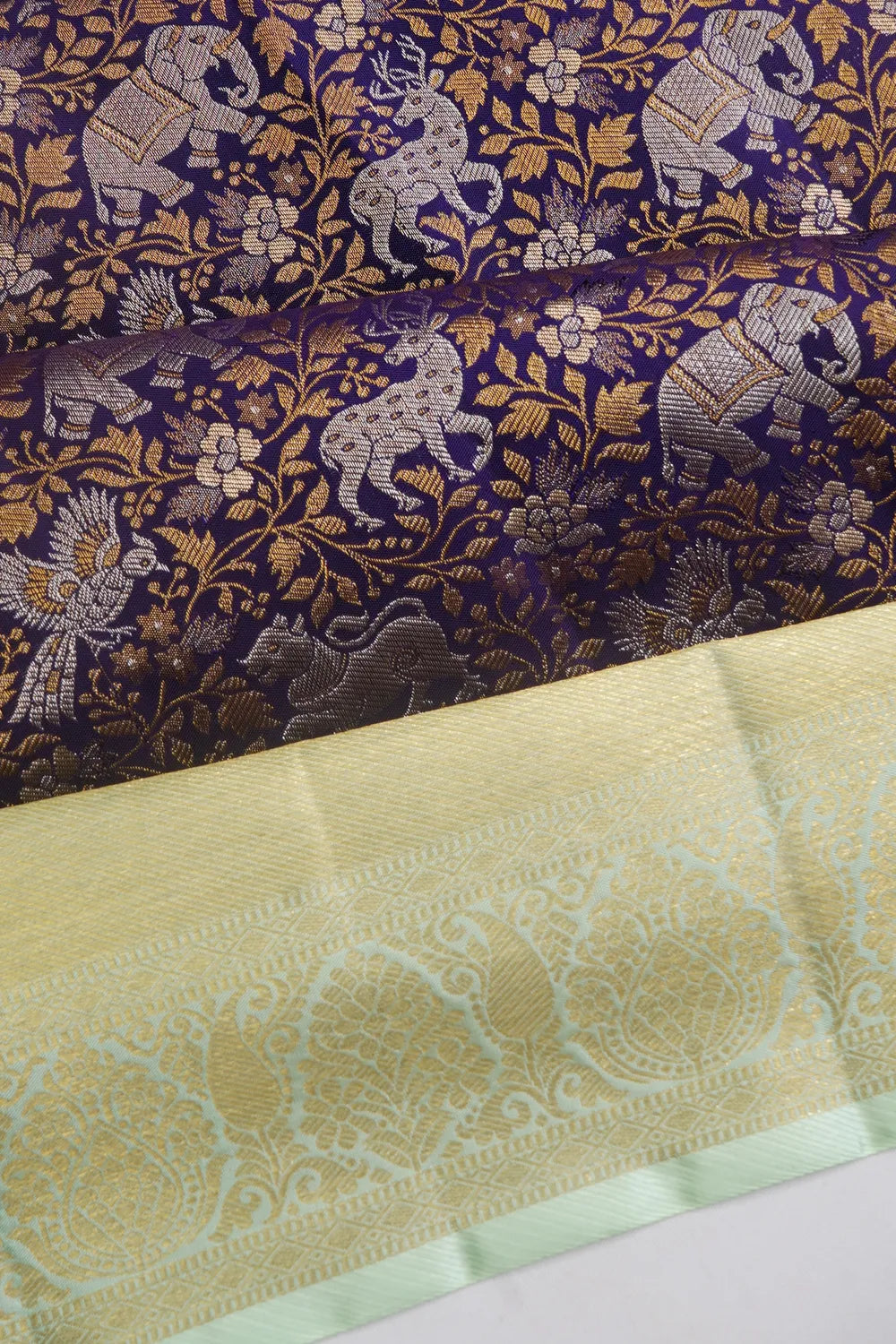 Kanchipuram Silk Brocade Dark Blue Saree