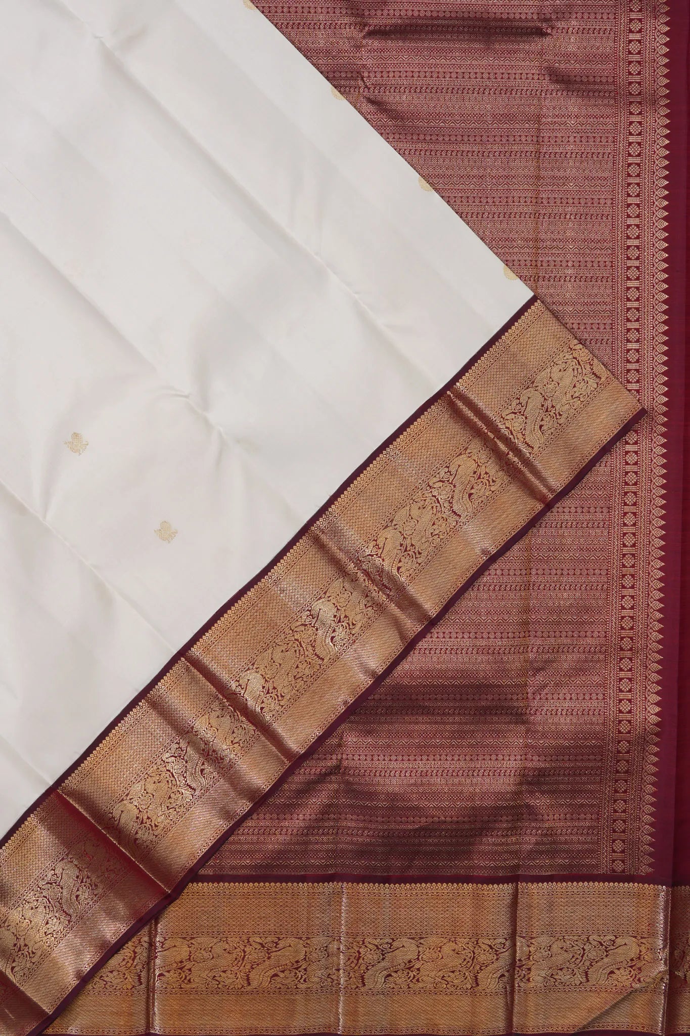Kanchipuram Silk Butta White Saree