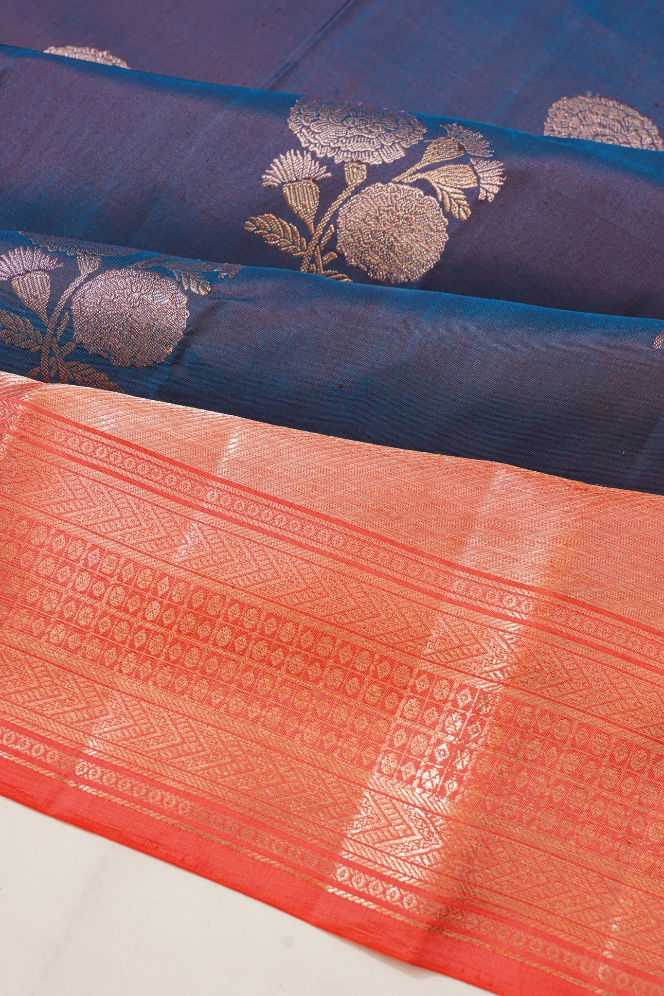 Kanchipuram Silk Butta Dark Blue Saree