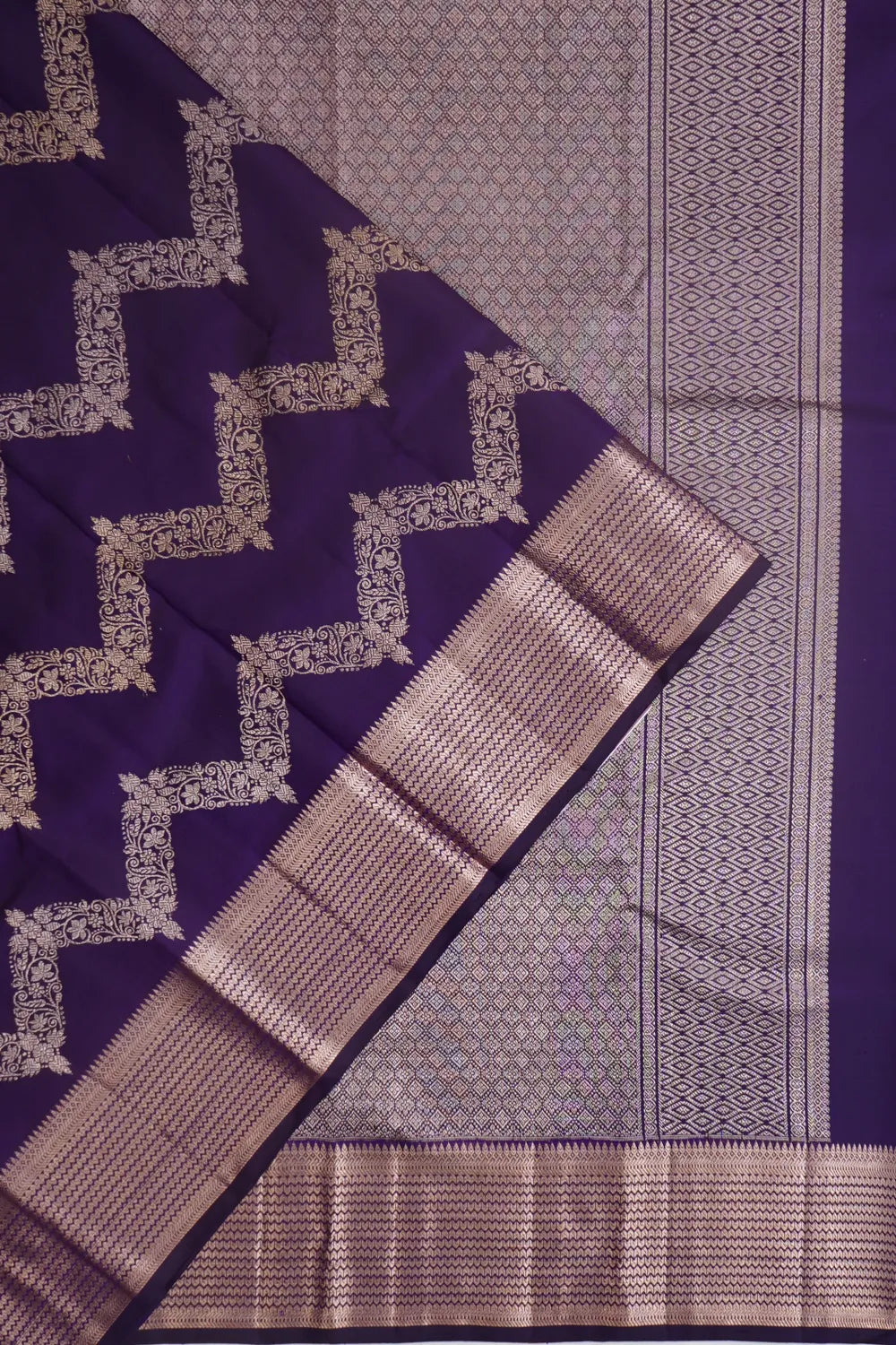 Kanchipuram Silk Brocade Dark Blue Saree