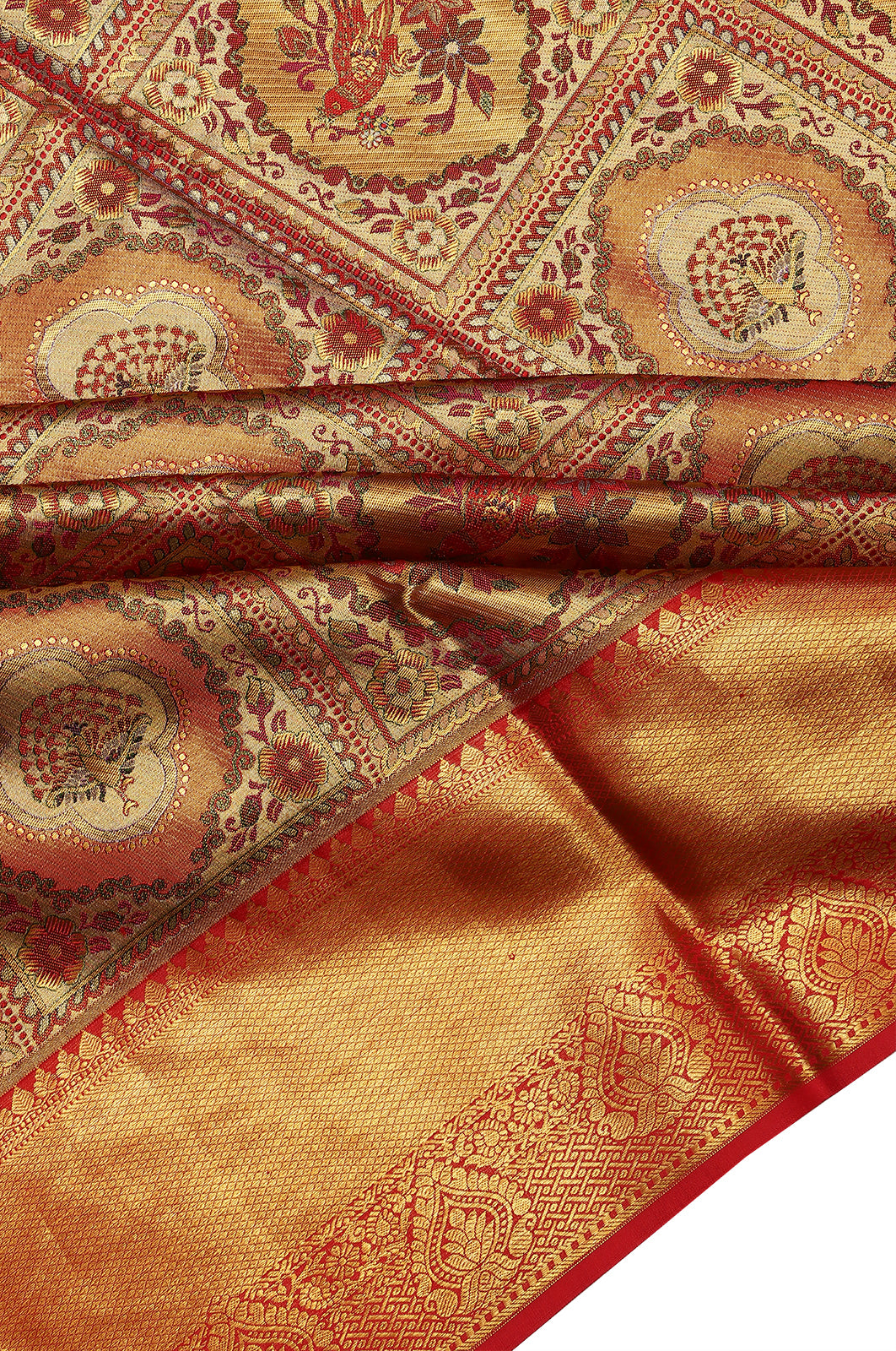 Taranga Kanchi Silk Tissue Brocade Gold Saree