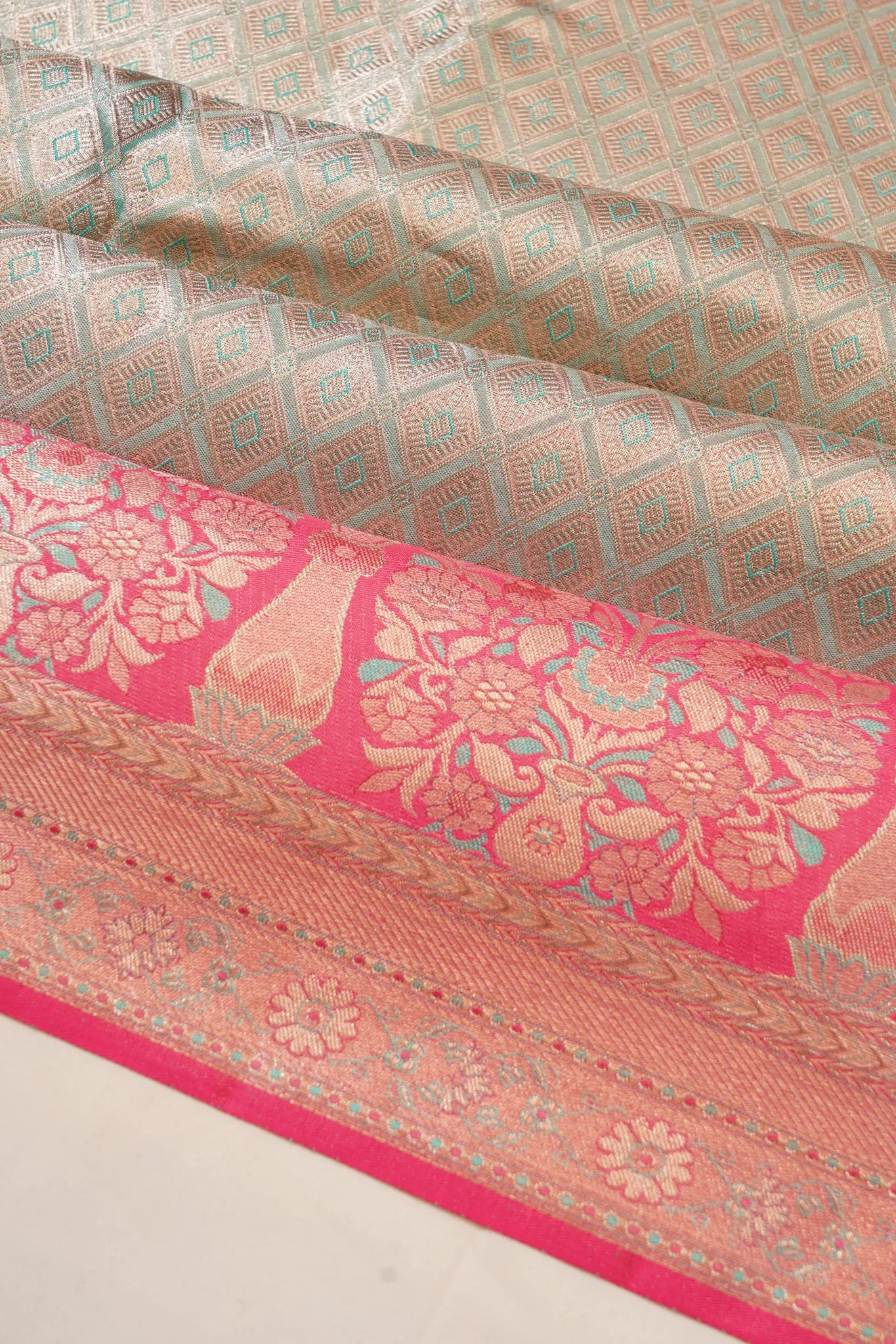 Kanchipuram Silk Tissue Brocade Sky Blue Saree