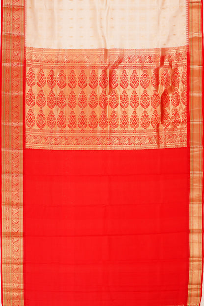 Taranga Kanchi Silk Checks And Butta Off White Saree