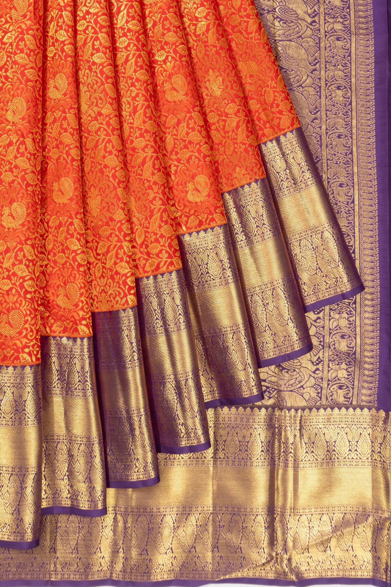 Taranga Kanchi Silk Brocade Orange Saree