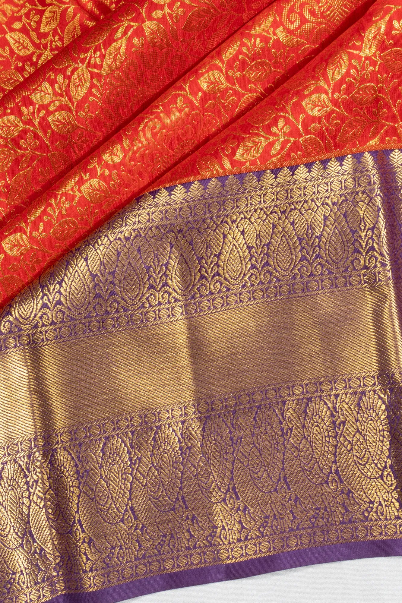 Taranga Kanchi Silk Brocade Orange Saree