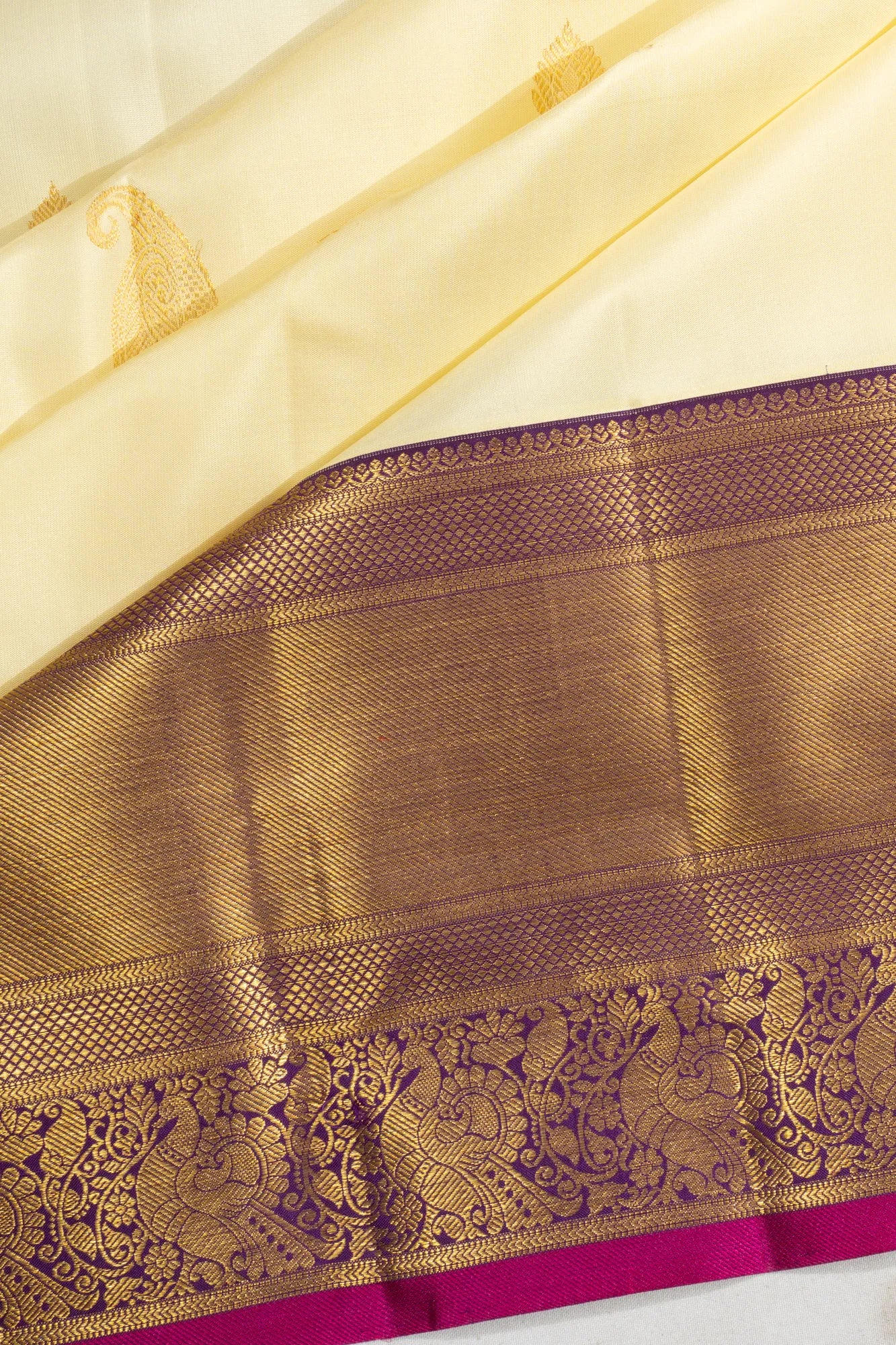 Kanchipuram Silk Butta Cream Saree