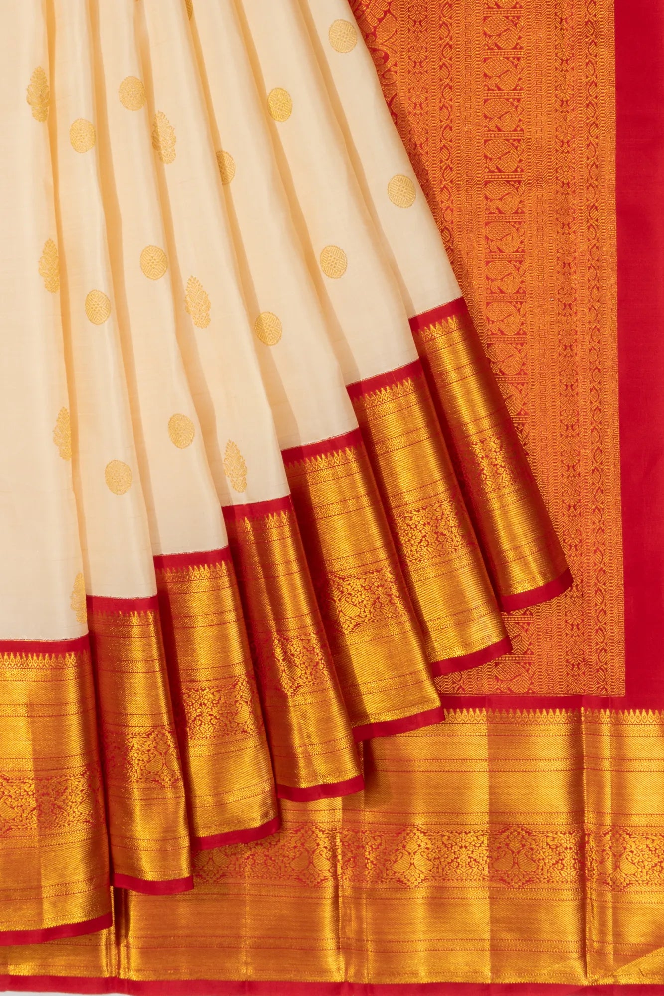 Kanchipuram Silk Butta Cream Saree
