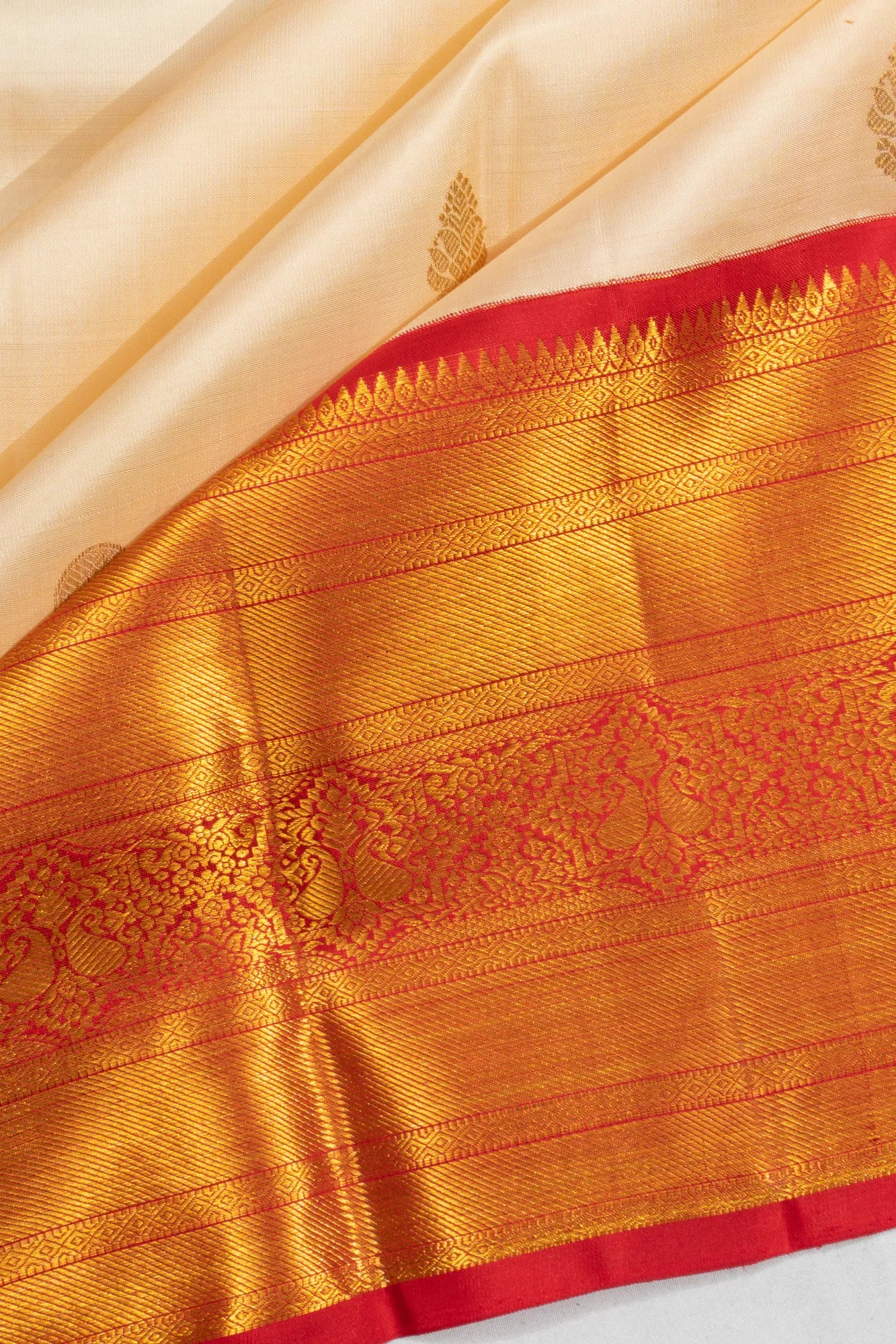 Kanchipuram Silk Butta Cream Saree