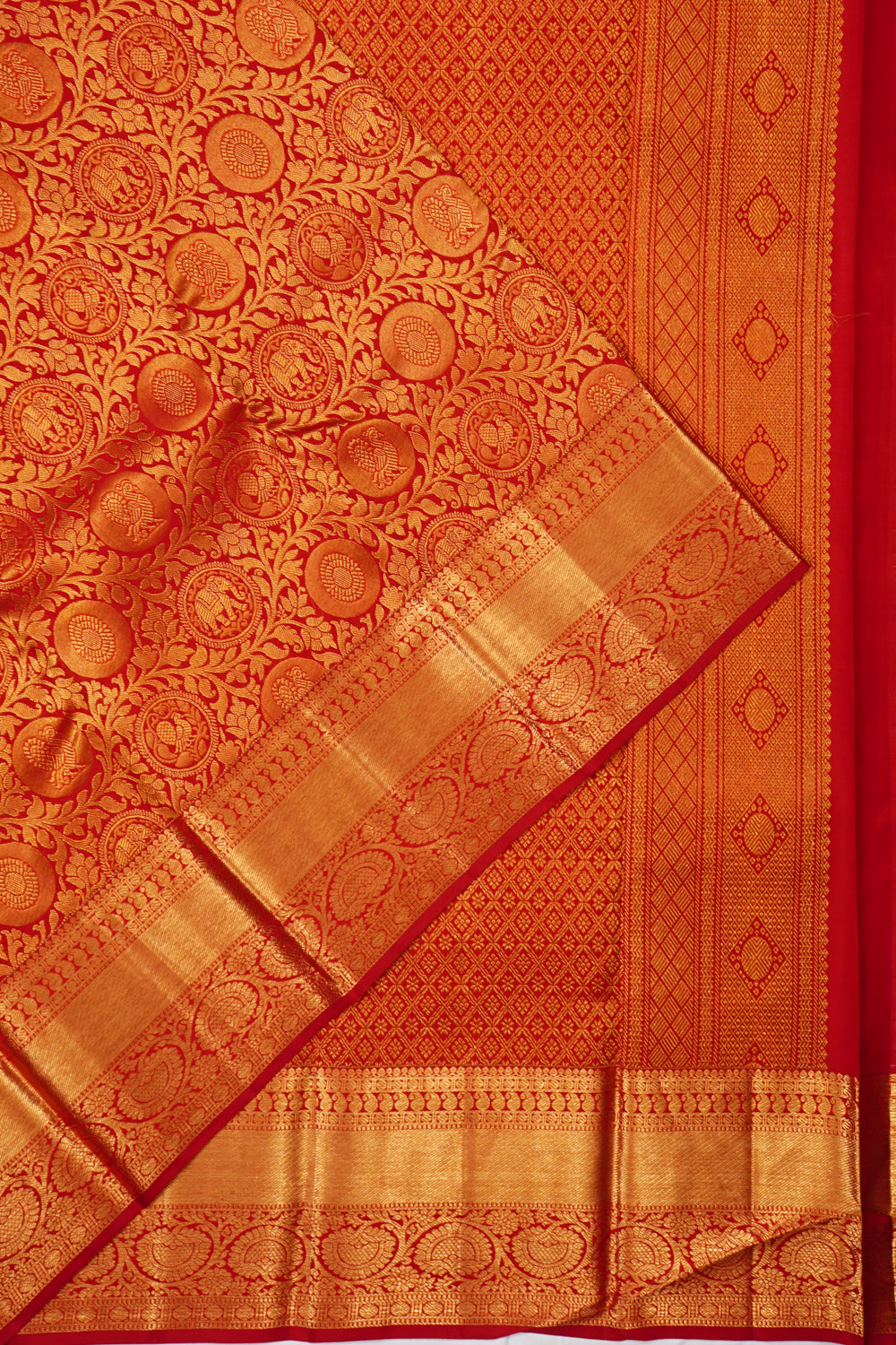 Taranga Kanchi Silk Brocade Red Saree