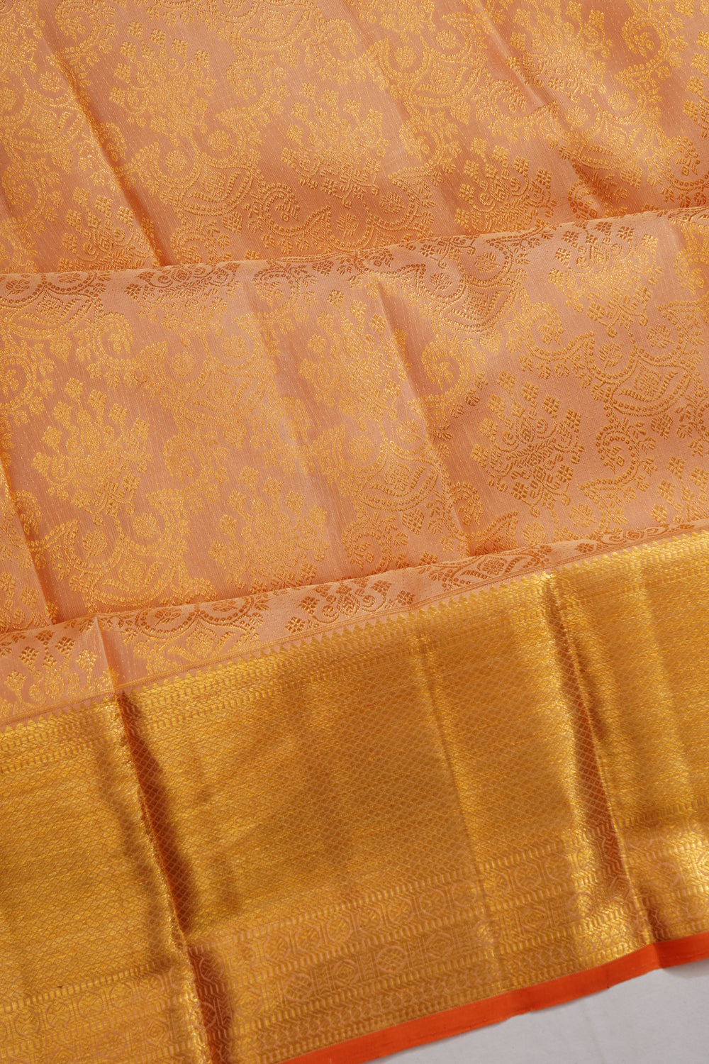 Kanchipuram Silk Brocade Cream Saree