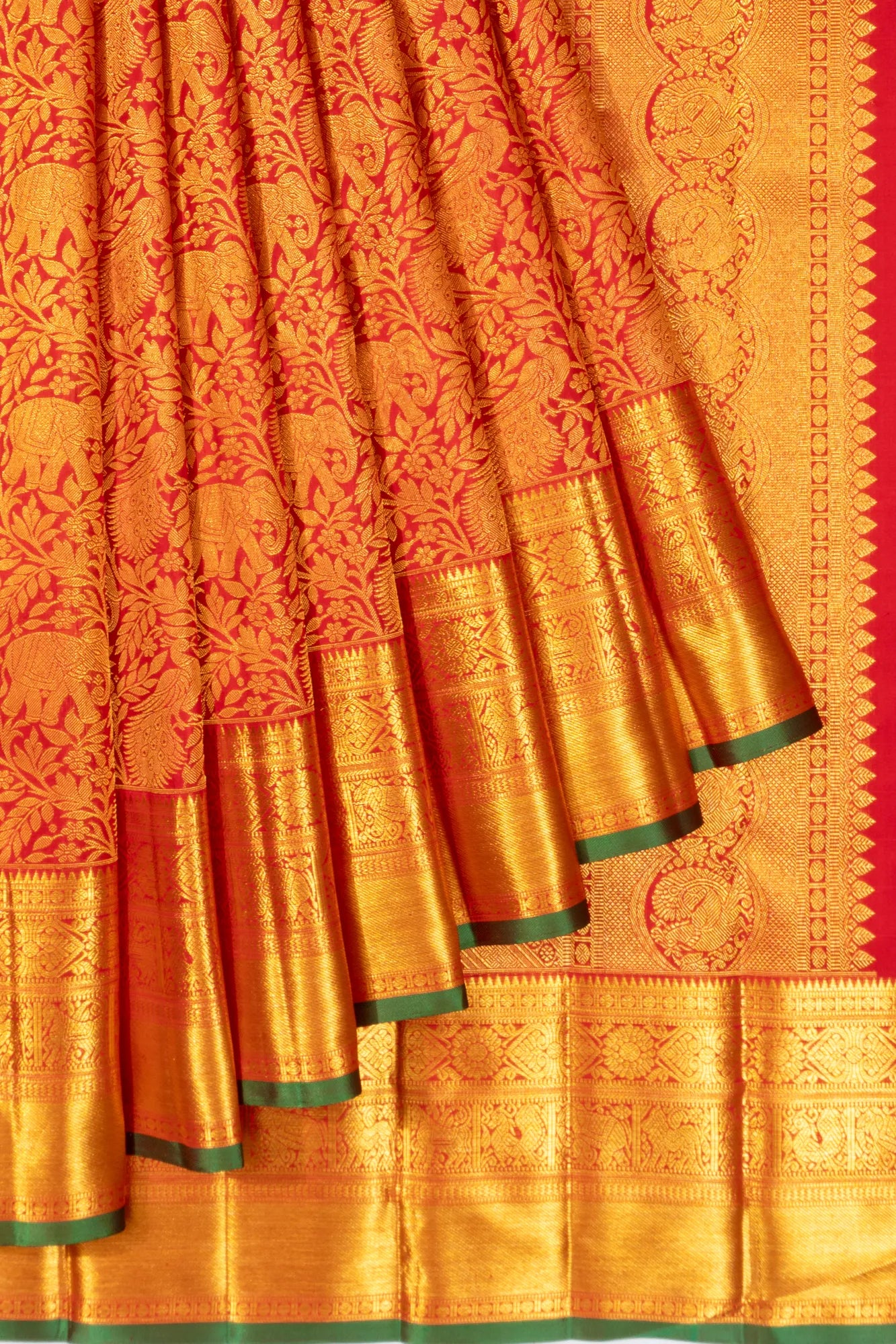 Kanchipuram Silk Brocade Red Saree