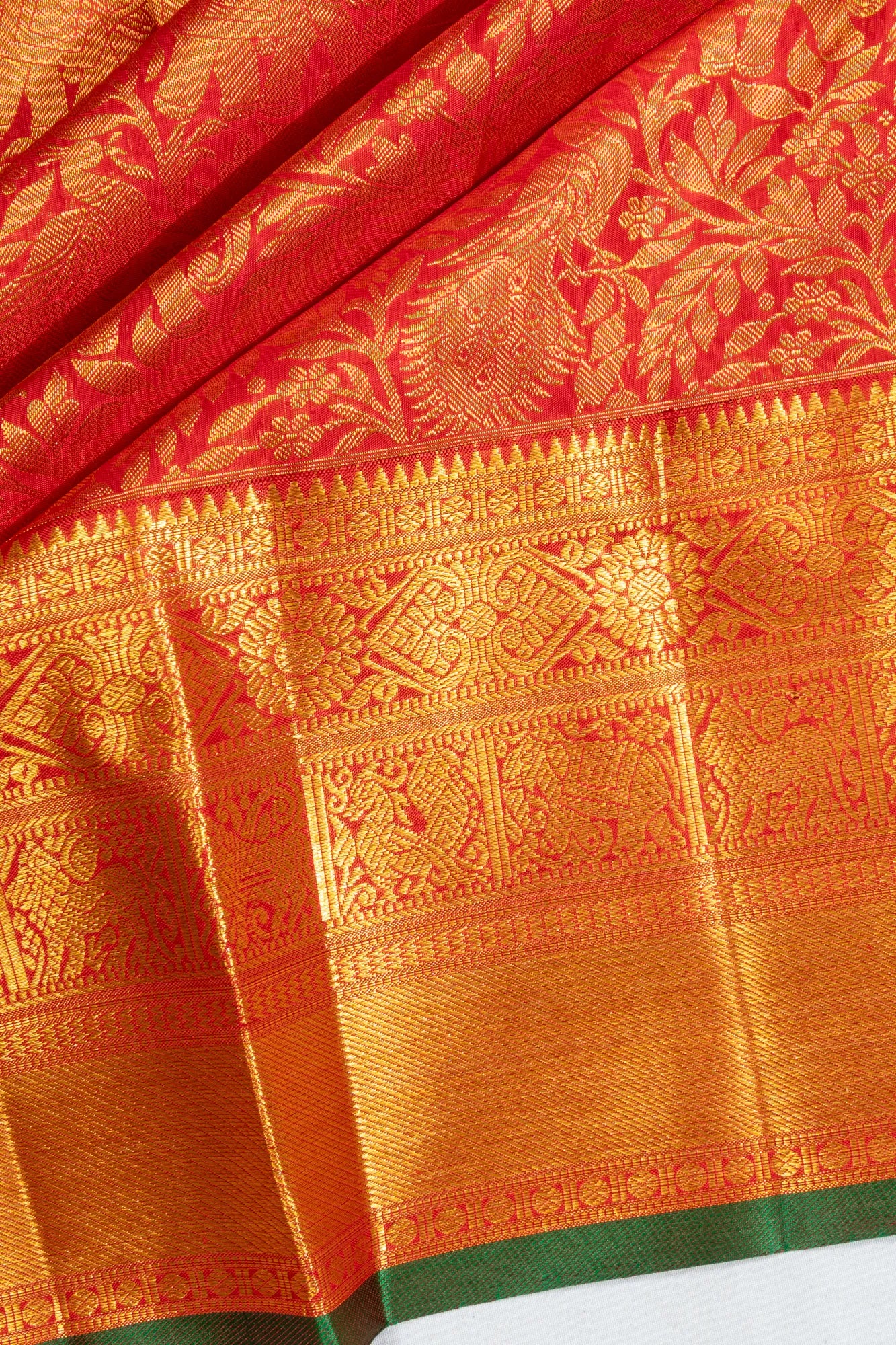 Kanchipuram Silk Brocade Red Saree