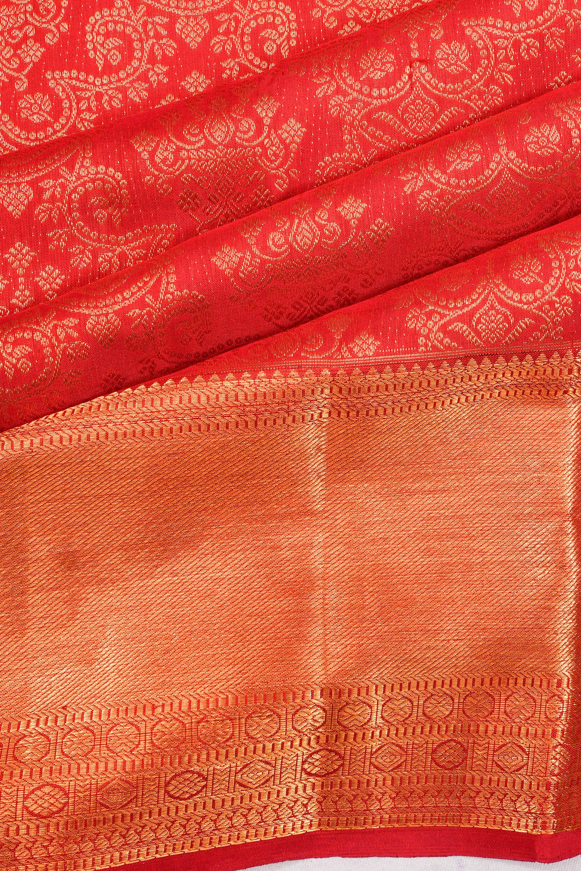Kanchipuram Silk Brocade Red Saree