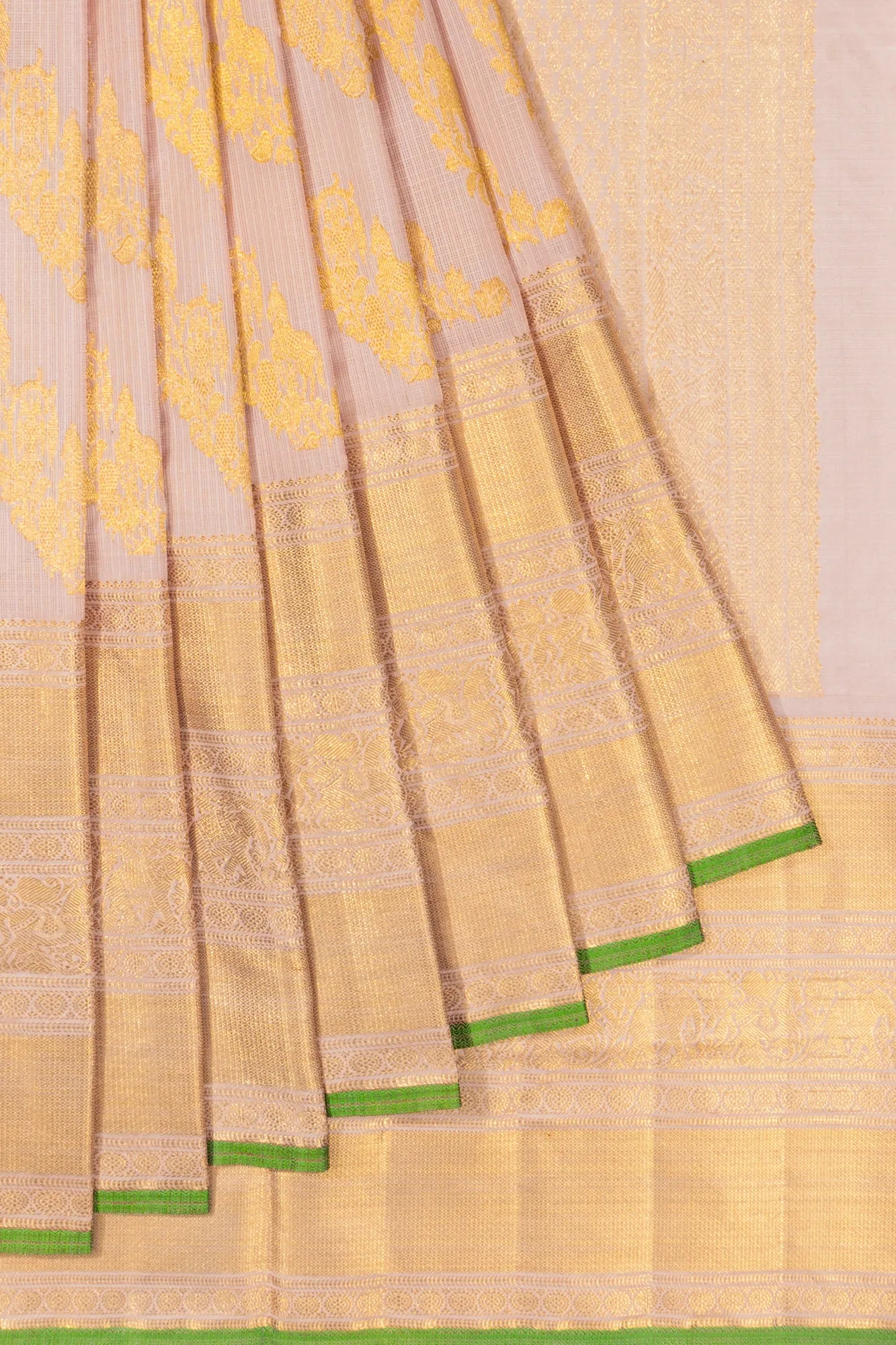Exclusive Kanchipuram Kota Silk Jaal Baby Pink Saree