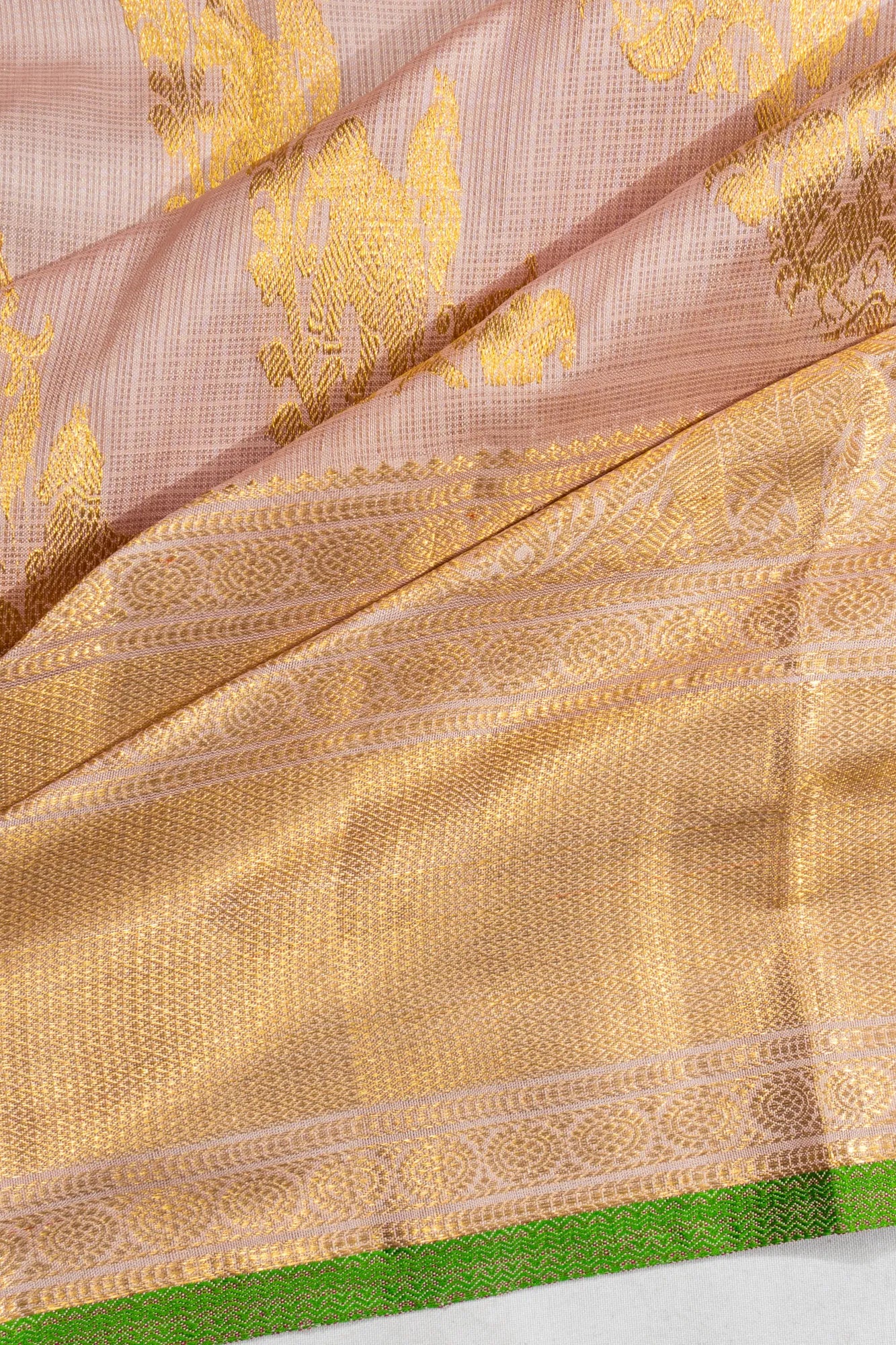 Exclusive Kanchipuram Kota Silk Jaal Baby Pink Saree