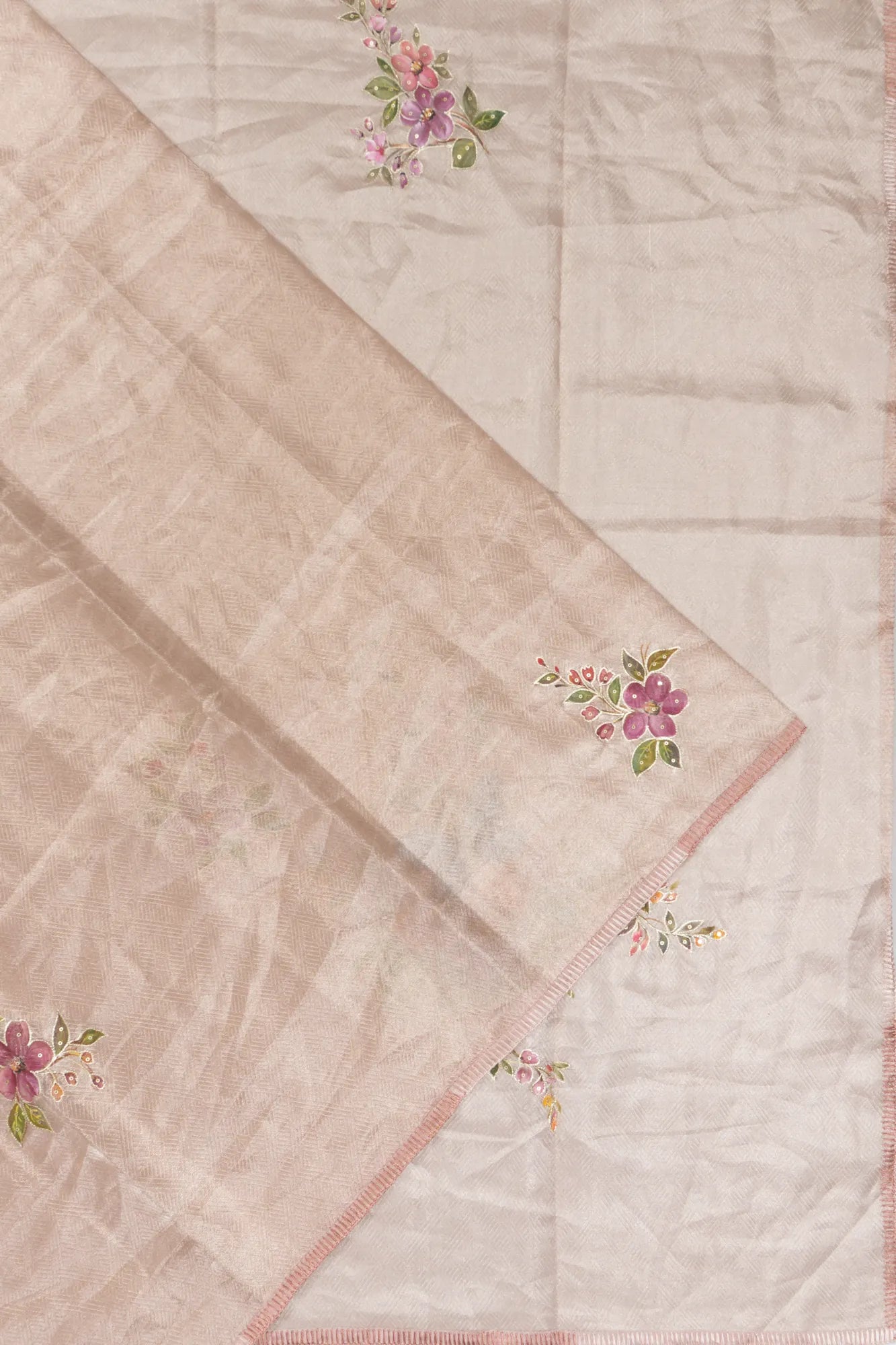 Banarasi Organza Tissue Floral Printed Peach Saree