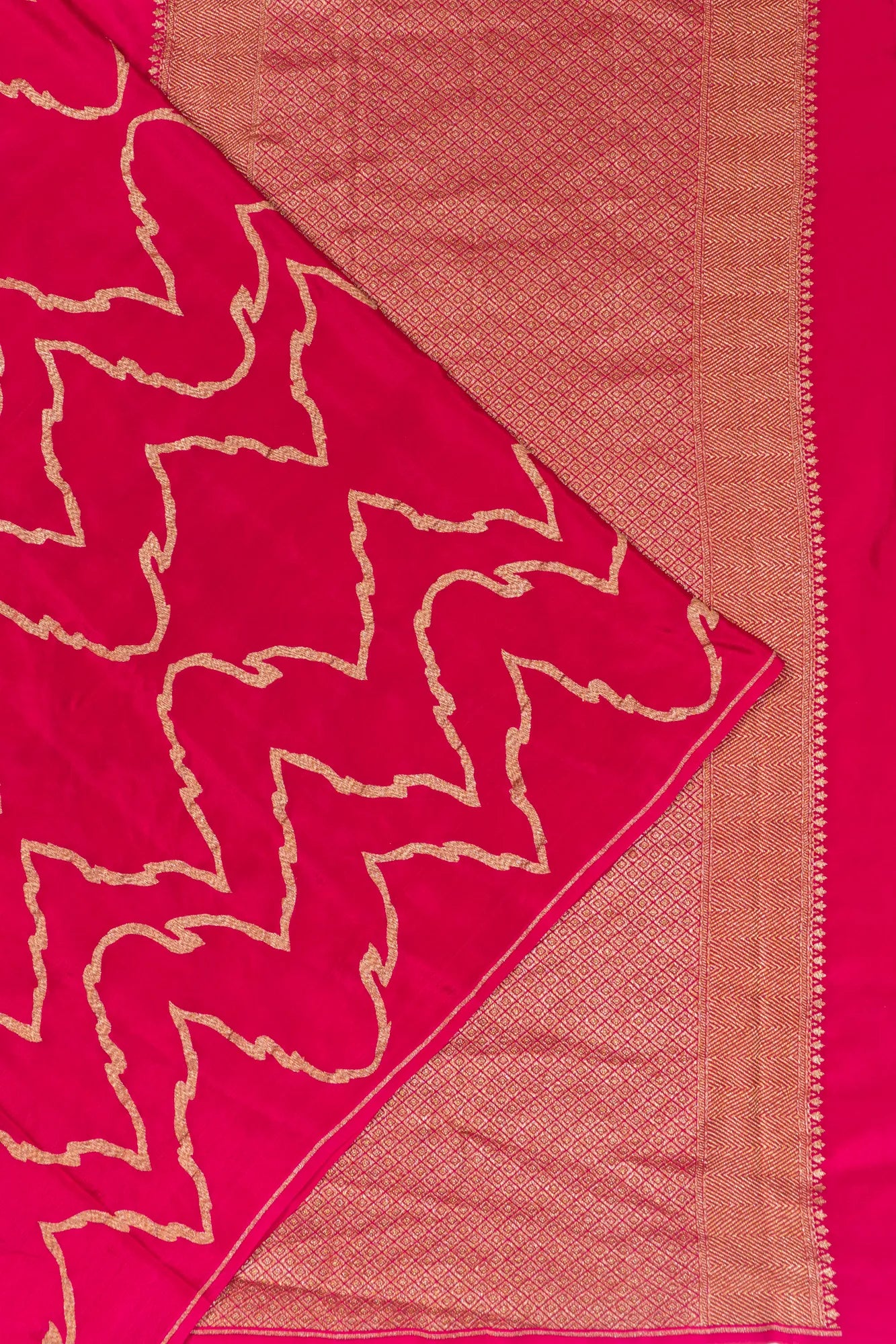 Georgette Geometrical Brocade Jaal Red Saree