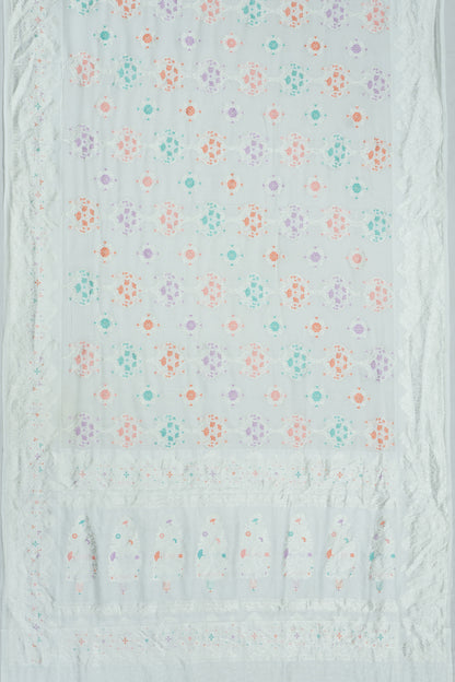 Banarasi X Georgette Meenakari Brocade White Saree