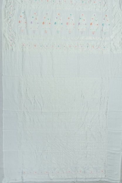 Banarasi X Georgette Meenakari Brocade White Saree