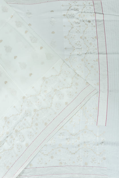 Banarasi X Georgette Butta White Saree