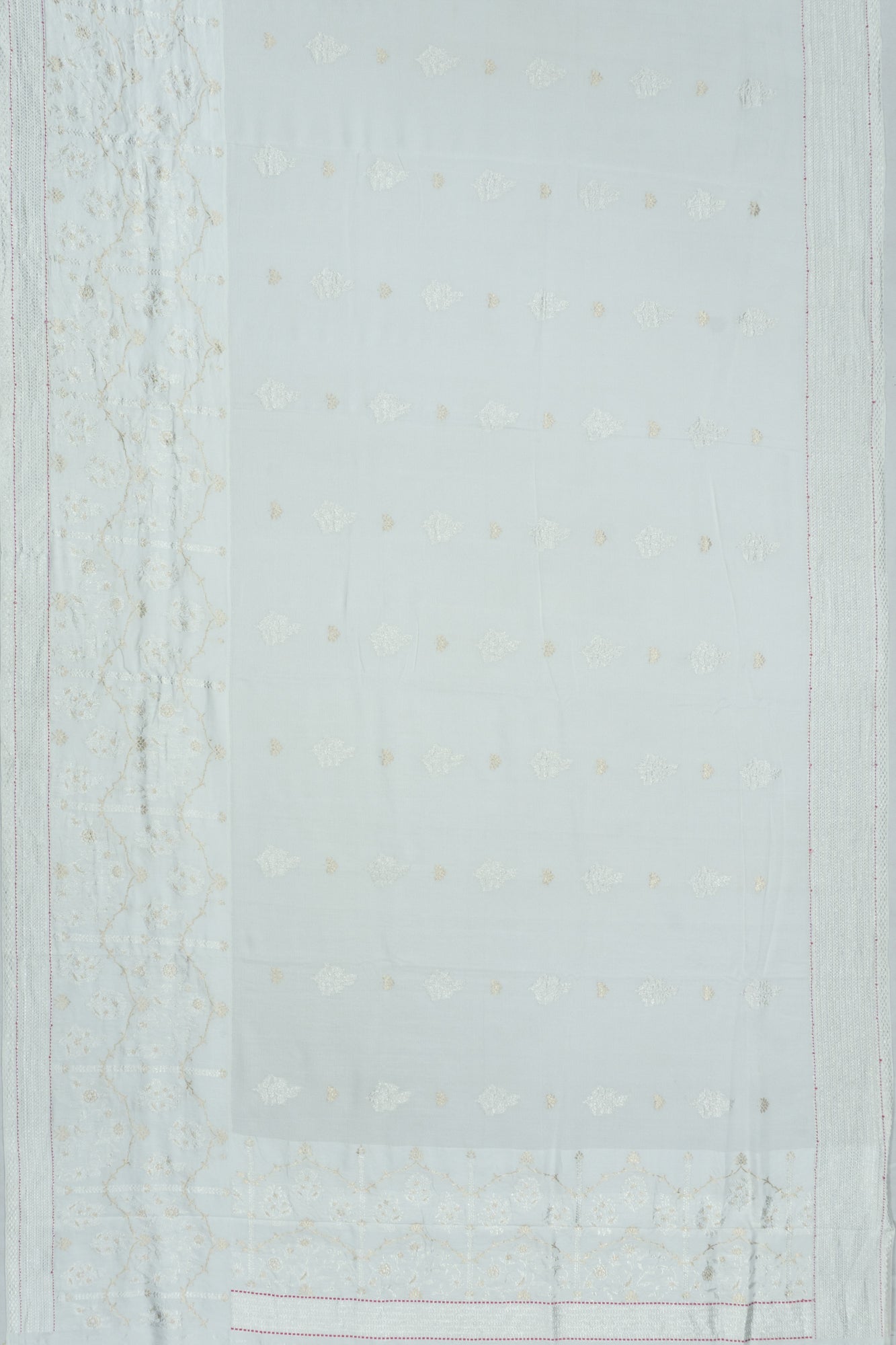 Banarasi X Georgette Butta White Saree