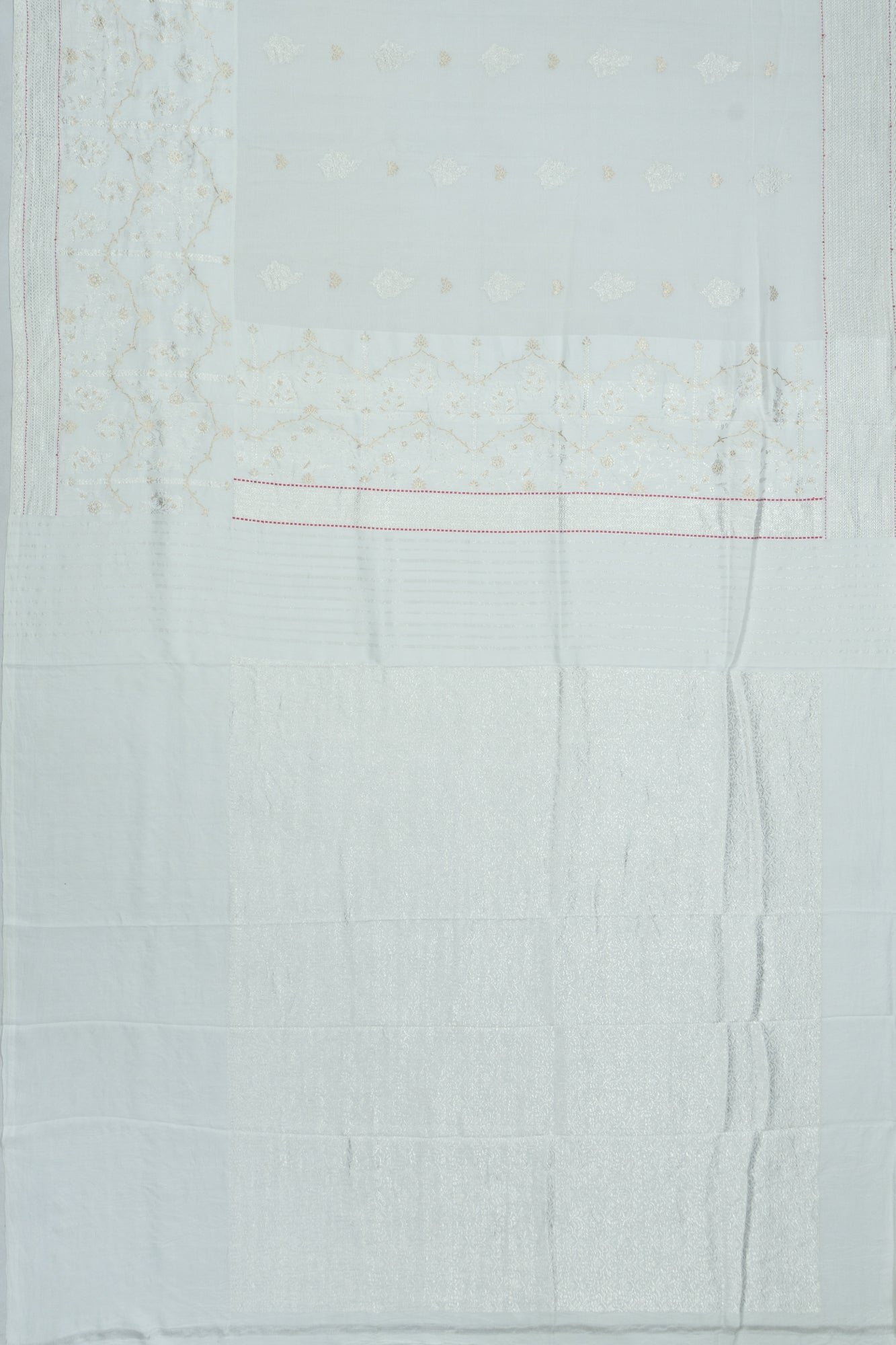 Banarasi X Georgette Butta White Saree