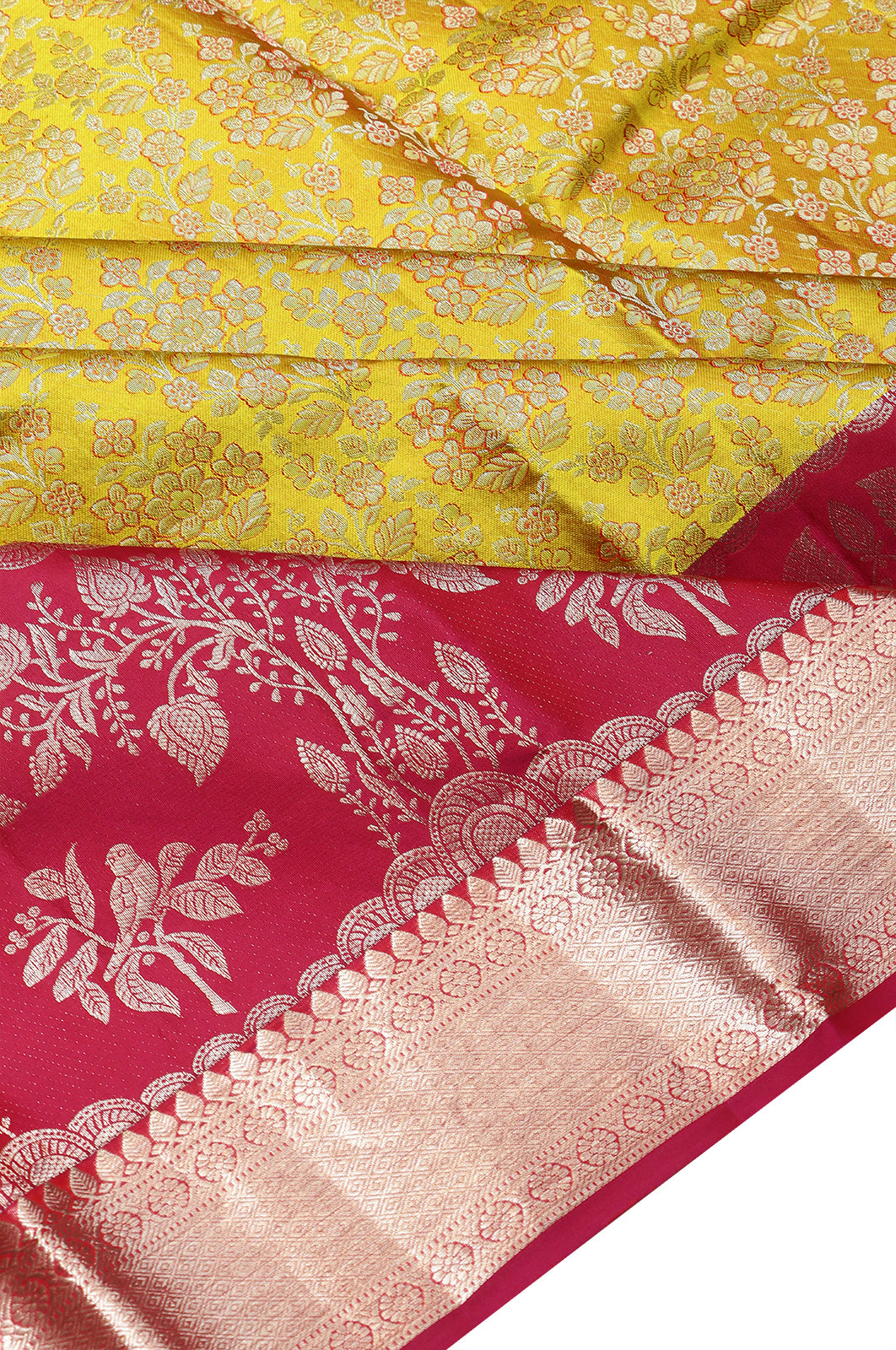 Taranga Kanchi Silk Brocade Yellow Saree