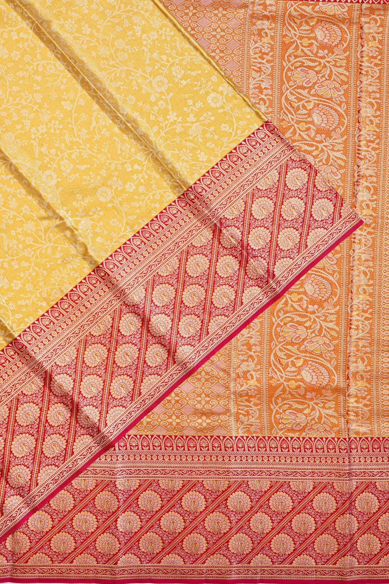 Taranga Kanchi Silk Tissue Brocade Gold Saree