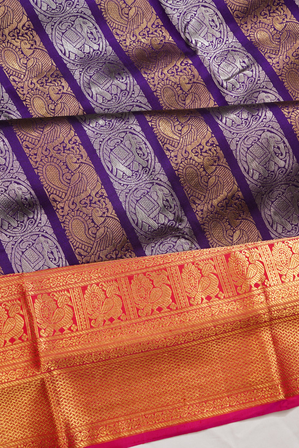 Kanchipuram Silk Brocade Violet Saree