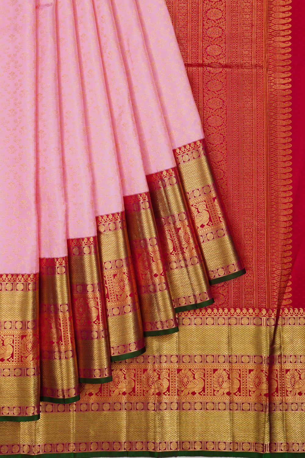 Kanchipuram Silk Brocade Baby Pink Saree