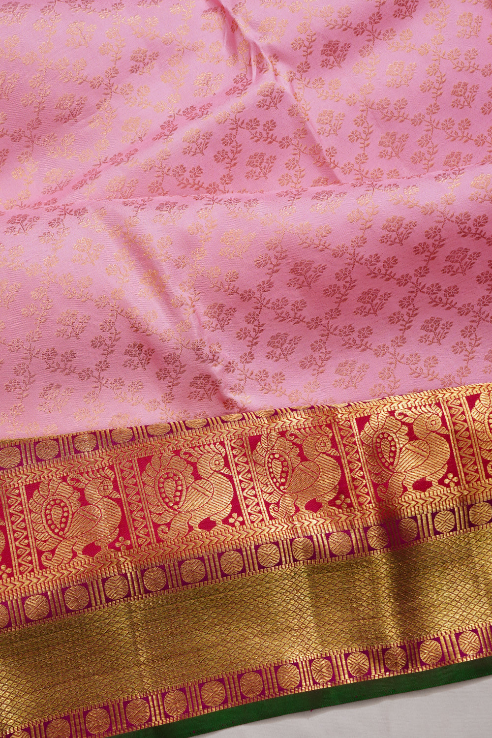 Kanchipuram Silk Brocade Baby Pink Saree