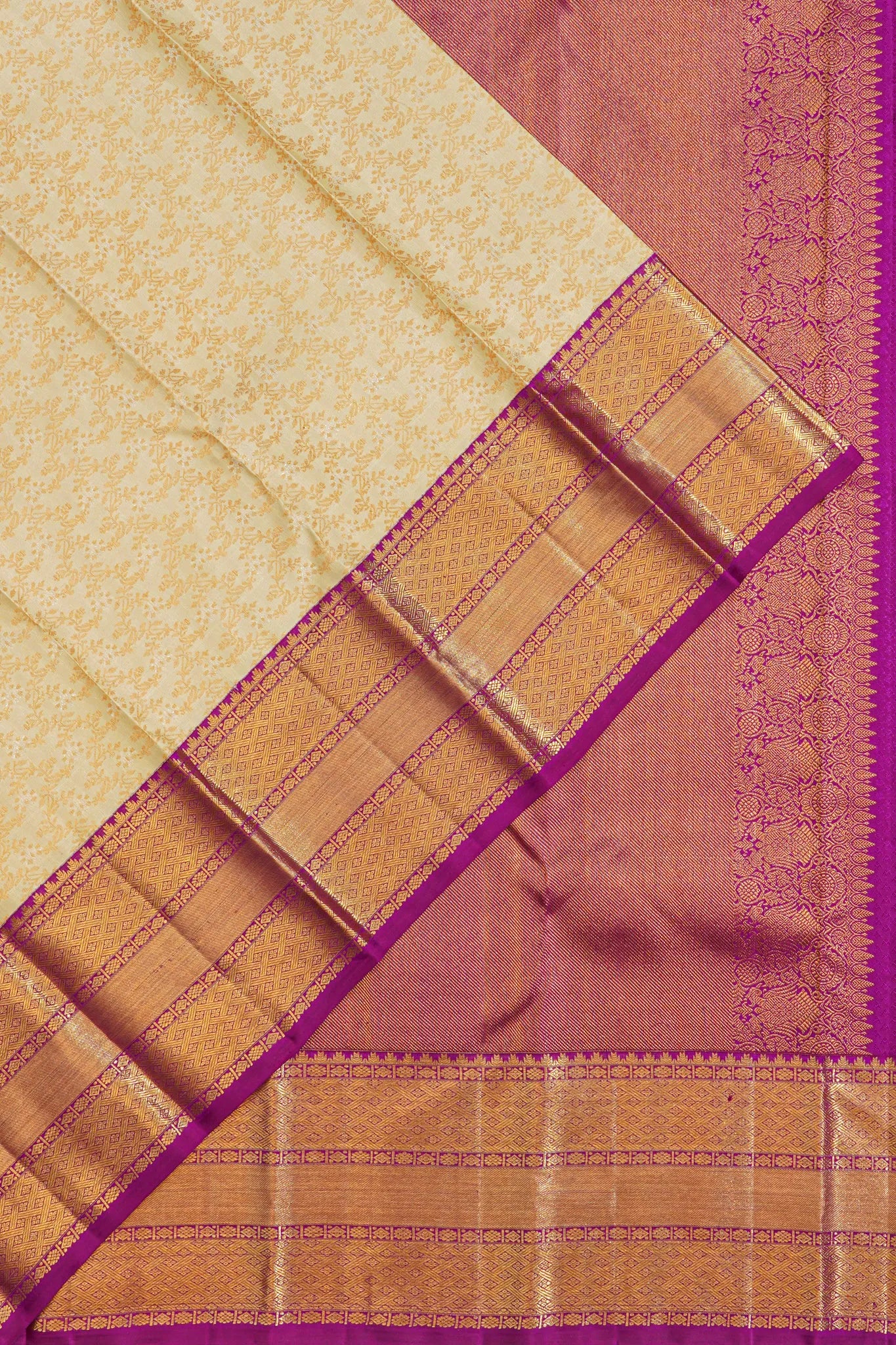 Kanchipuram Silk Brocade Off White Saree