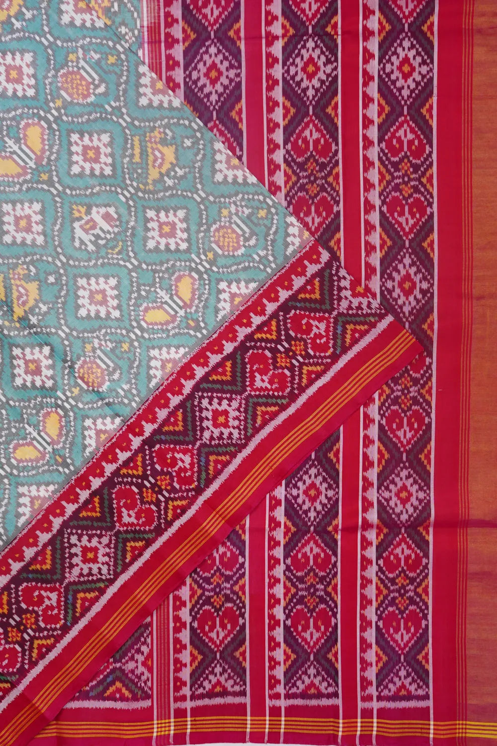 Semi Patan Patola Silk Ikat Blue Saree