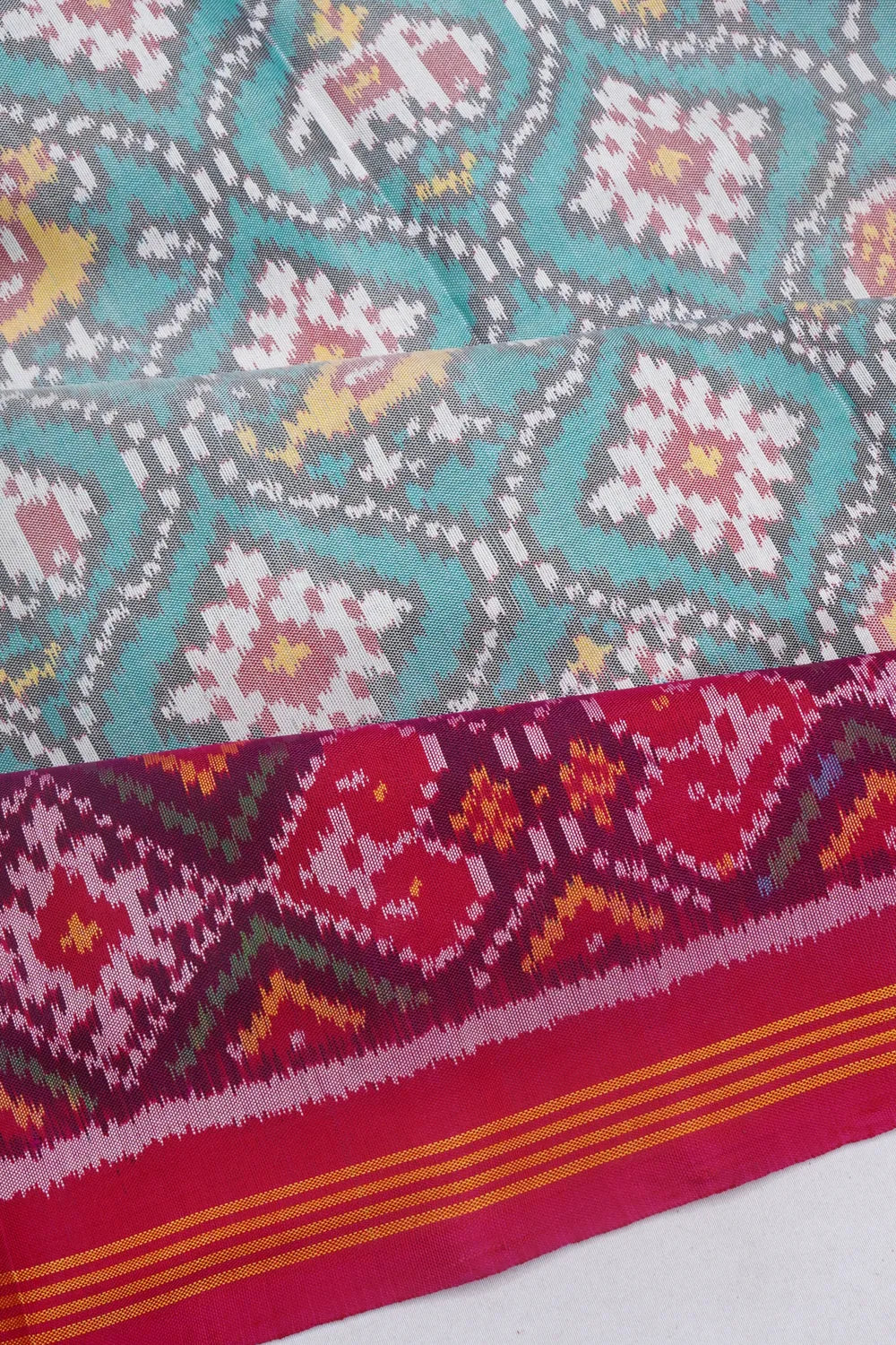 Semi Patan Patola Silk Ikat Blue Saree
