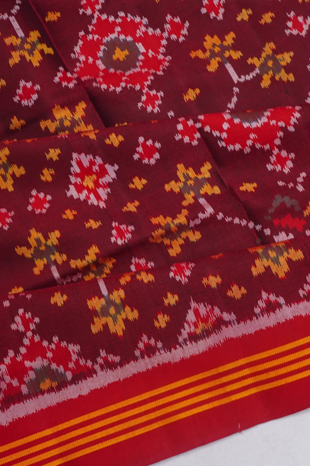 Semi Patan Patola Silk Ikat Maroon Saree