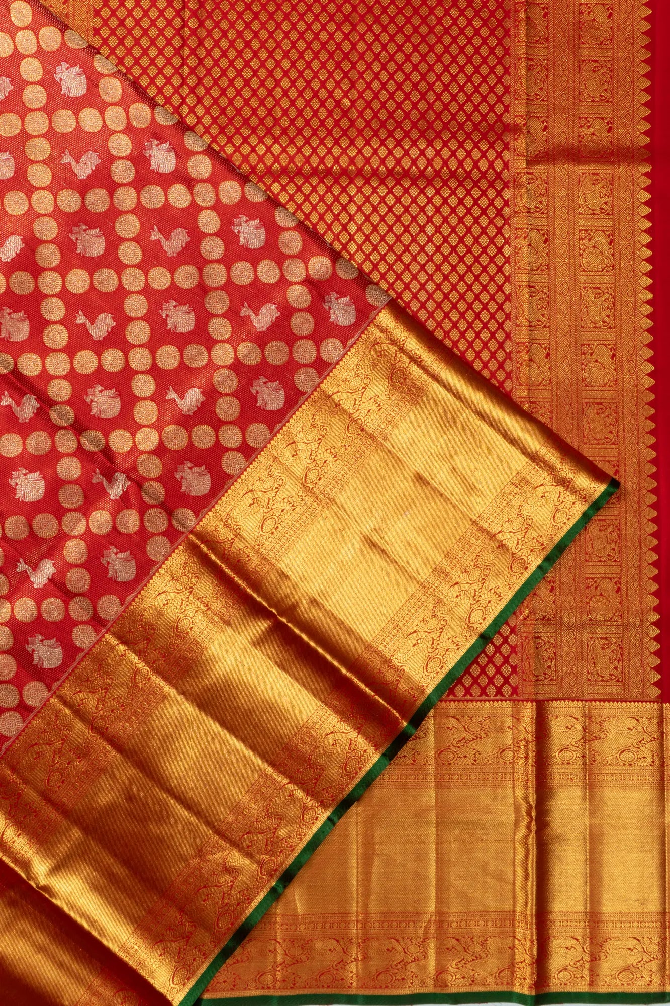 Kanchipuram Silk Tissue Brocade Red Saree