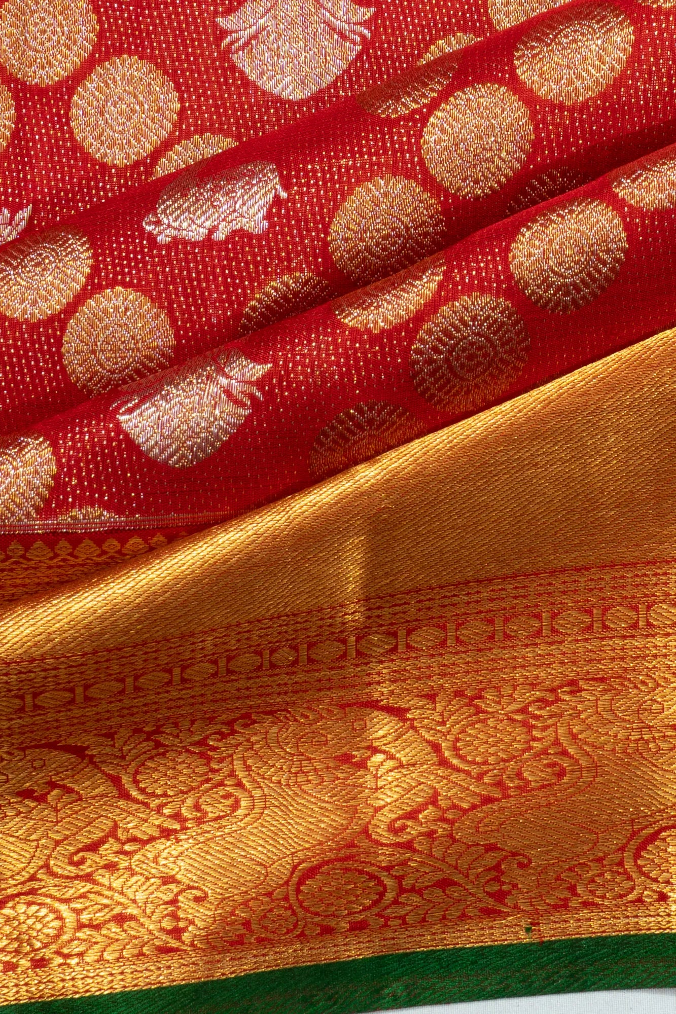 Kanchipuram Silk Tissue Brocade Red Saree