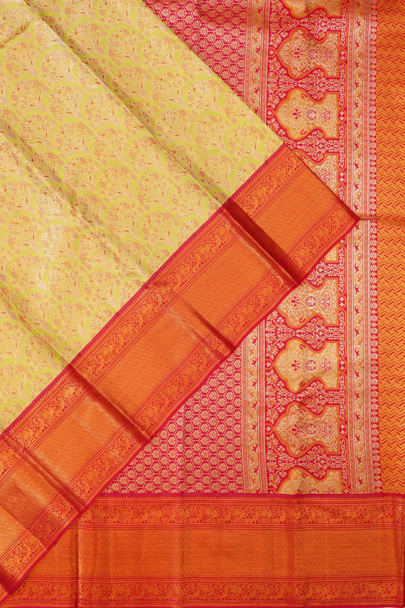 Kanchipuram Silk Tissue Brocade Green Saree