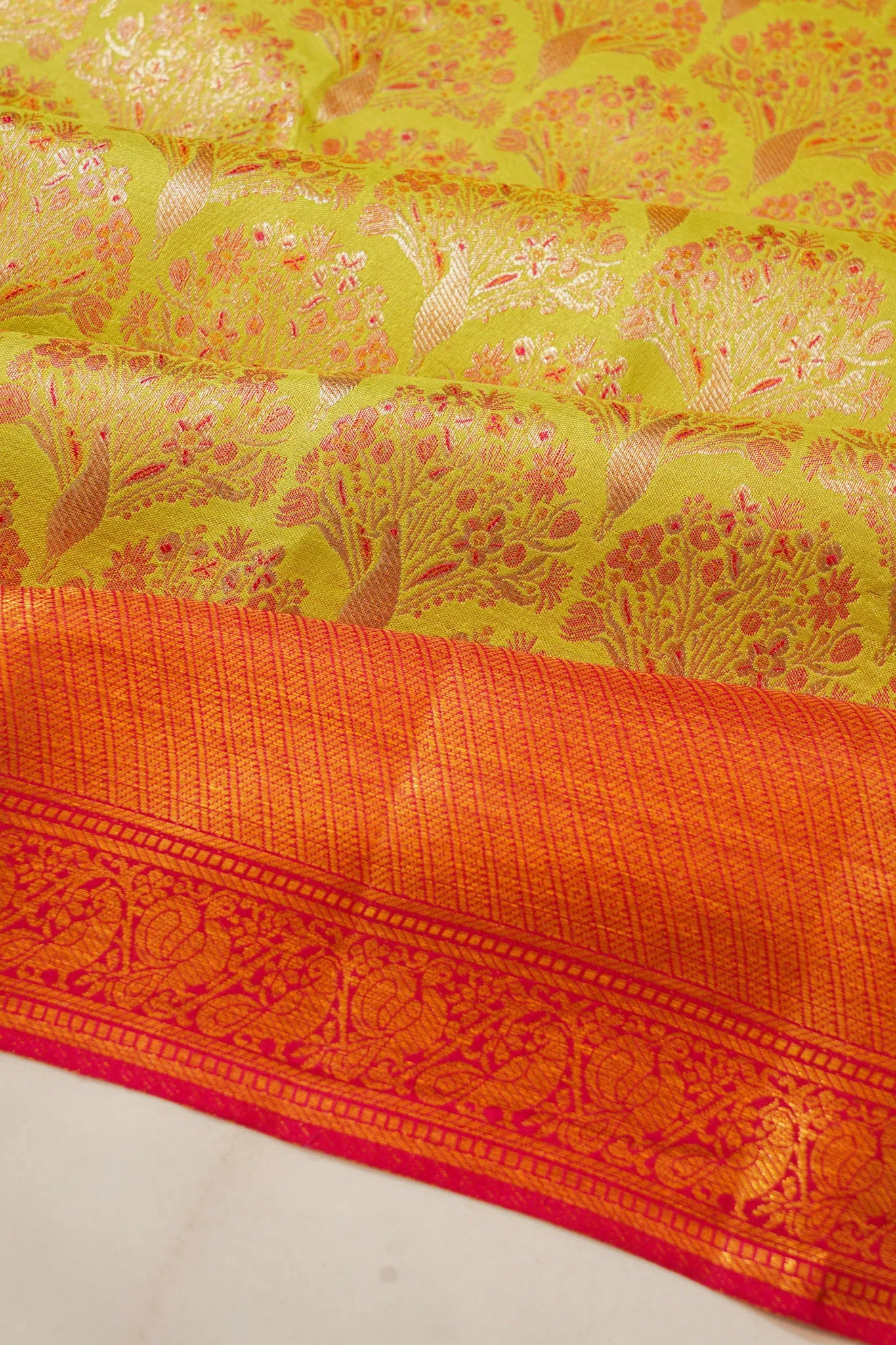 Kanchipuram Silk Tissue Brocade Green Saree