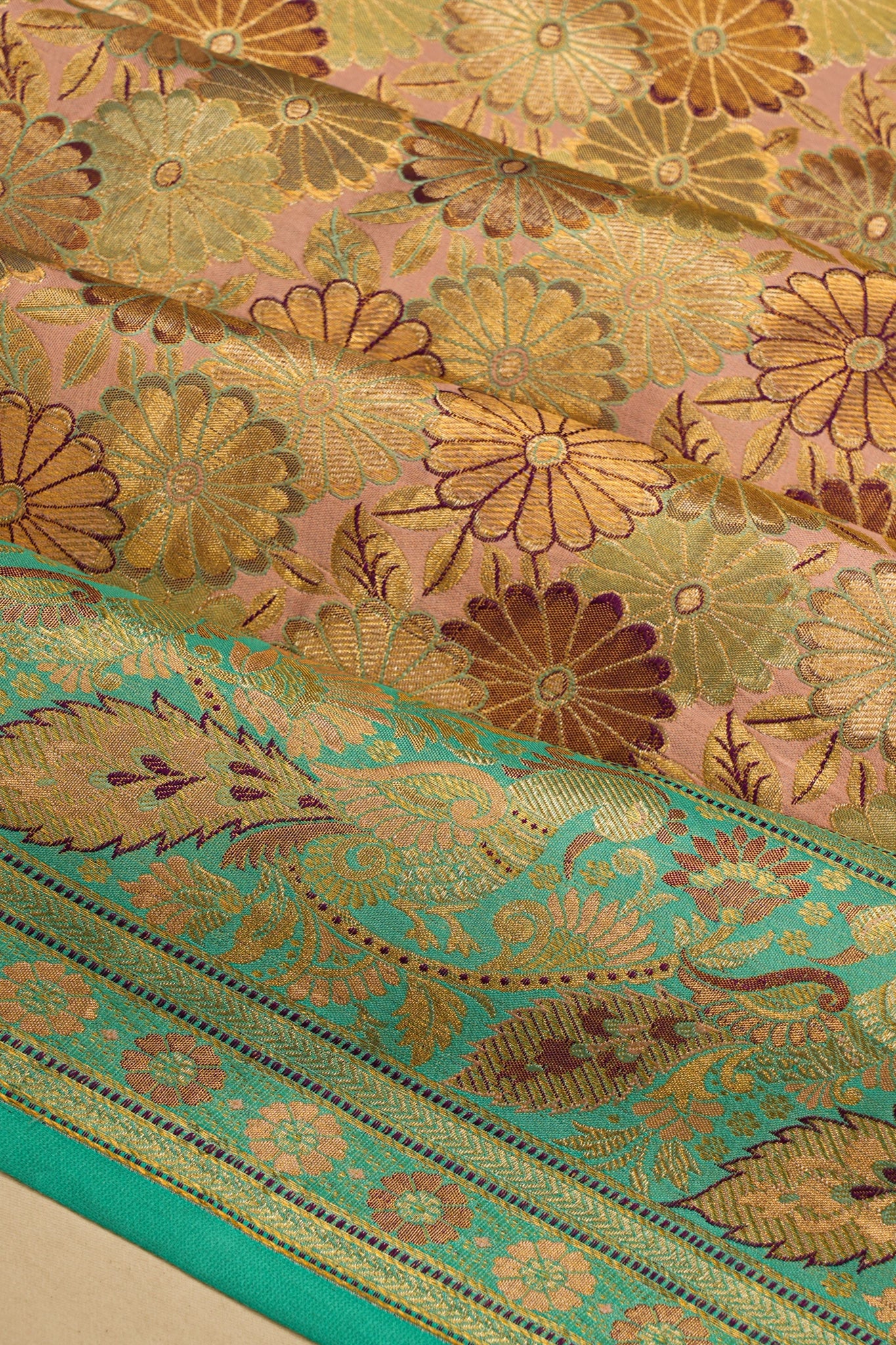 Kanchipuram Silk Tissue Brocade Lavender Saree