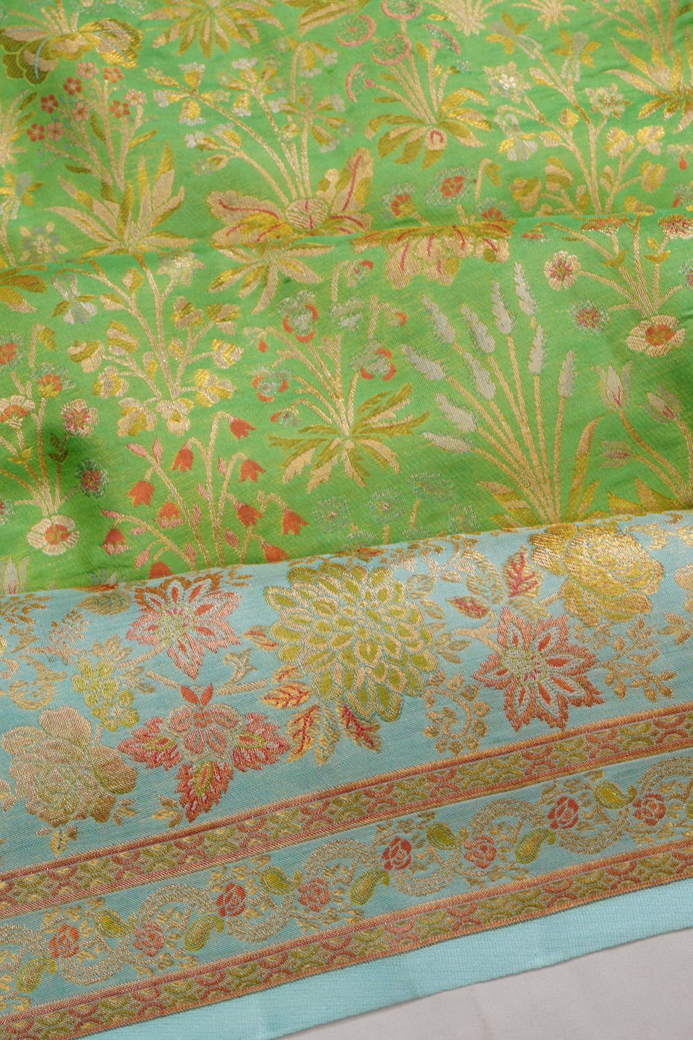 Kanchipuram Silk Tissue Brocade Green Saree