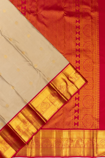Classic Kanchipuram Silk Butta Cream Saree