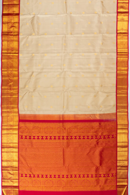 Classic Kanchipuram Silk Butta Cream Saree