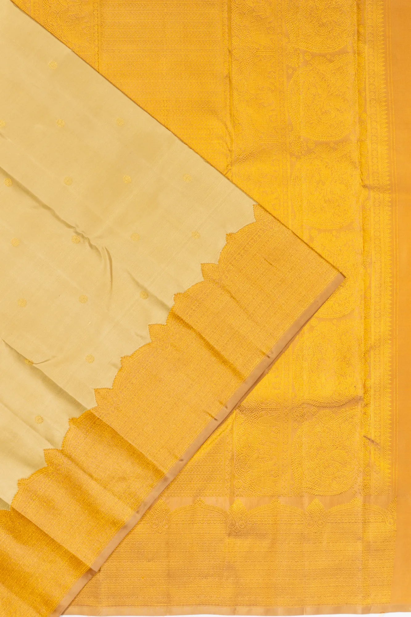 Classic Kanchipuram Silk Butta Cream Saree
