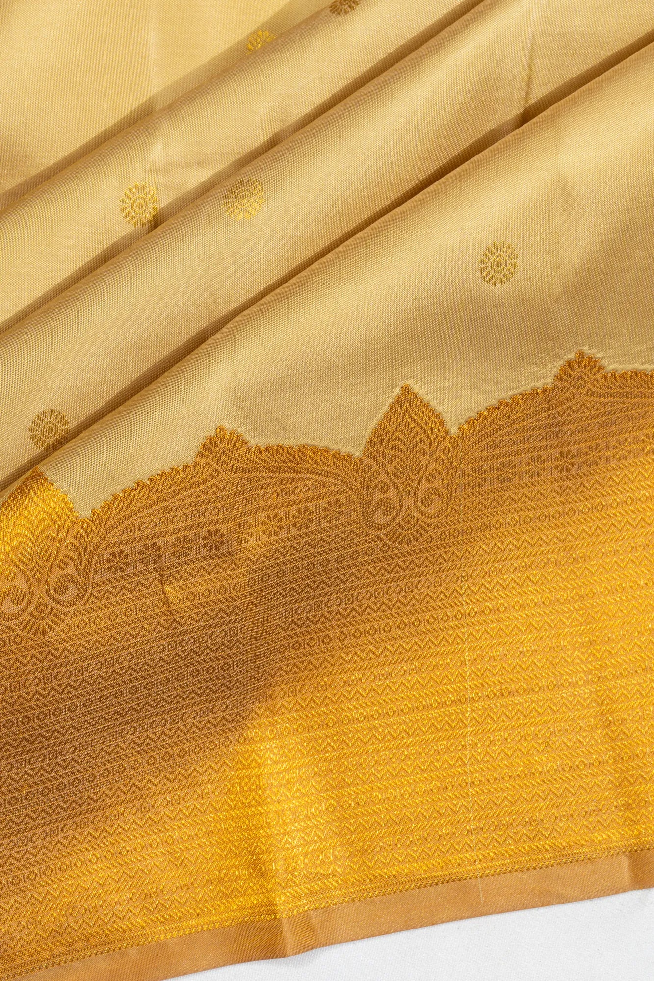 Classic Kanchipuram Silk Butta Cream Saree